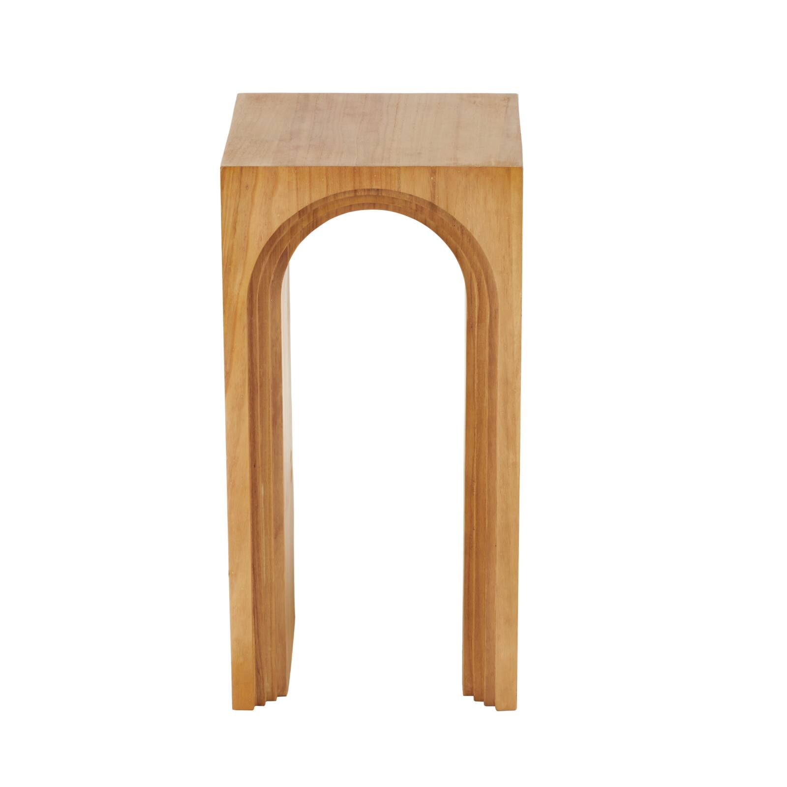 23.5" Brown Wood Cutout Arch Side End Accent Table