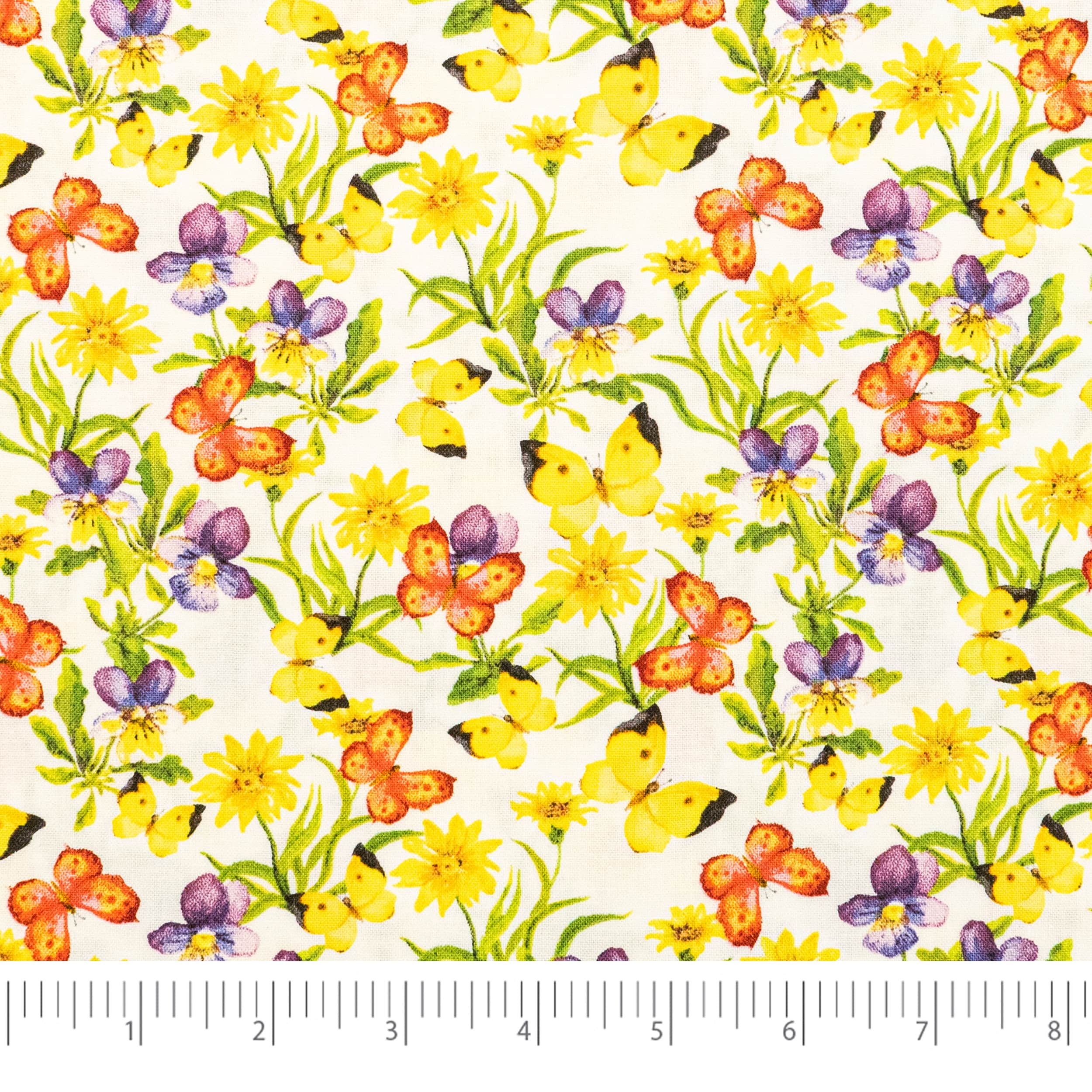 SINGER Yellow & Green Butterfly Cotton Fabric