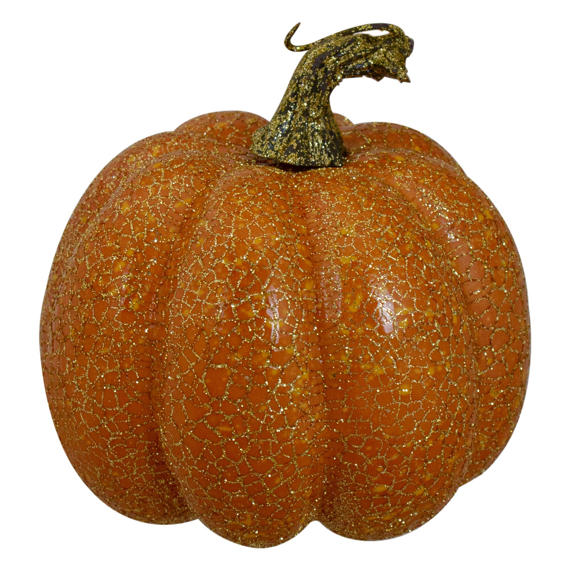 4" Orange & Green Artificial Fall Harvest Pumpkin Set