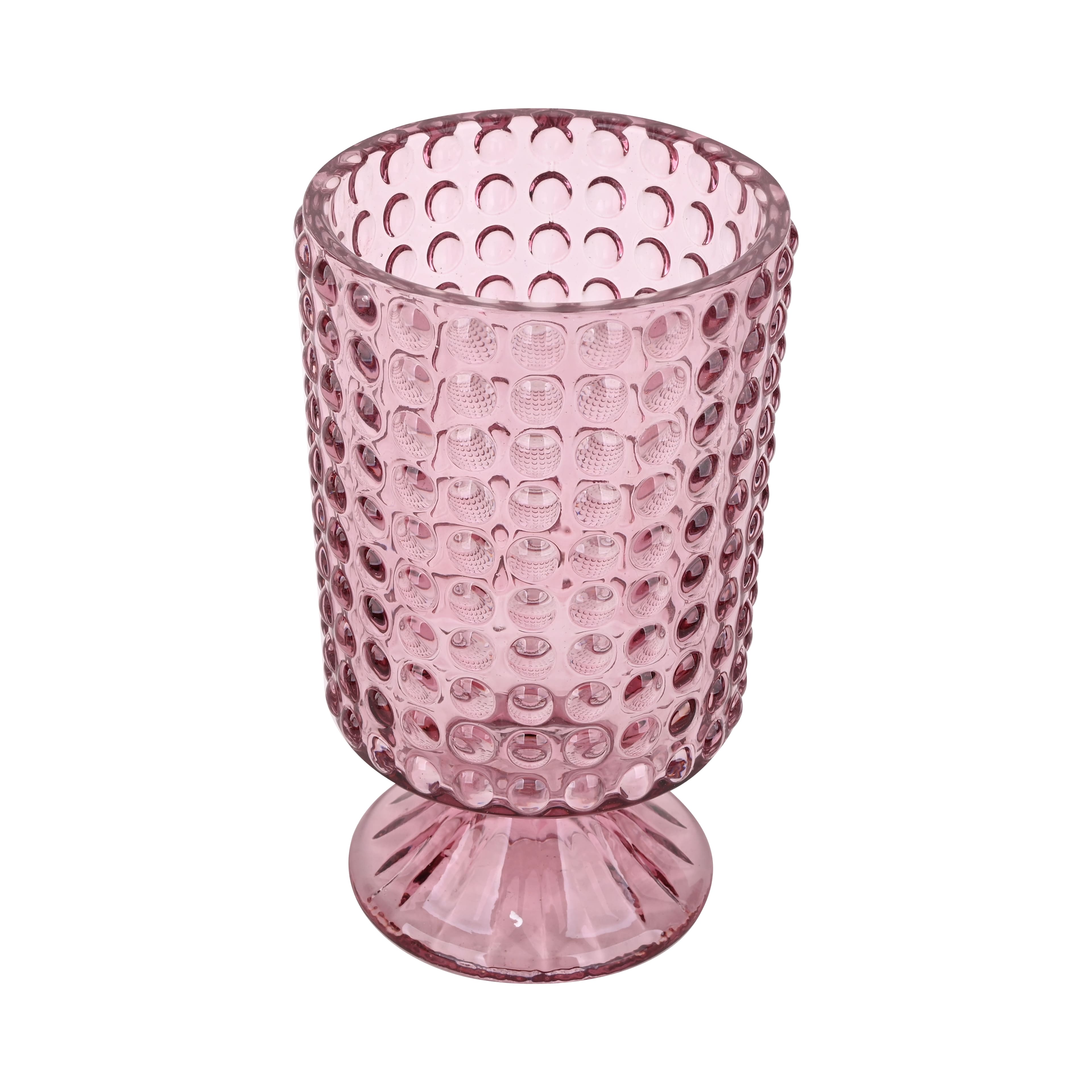 7&#x22; Pink Hobnail Glass Container by Ashland&#xAE;