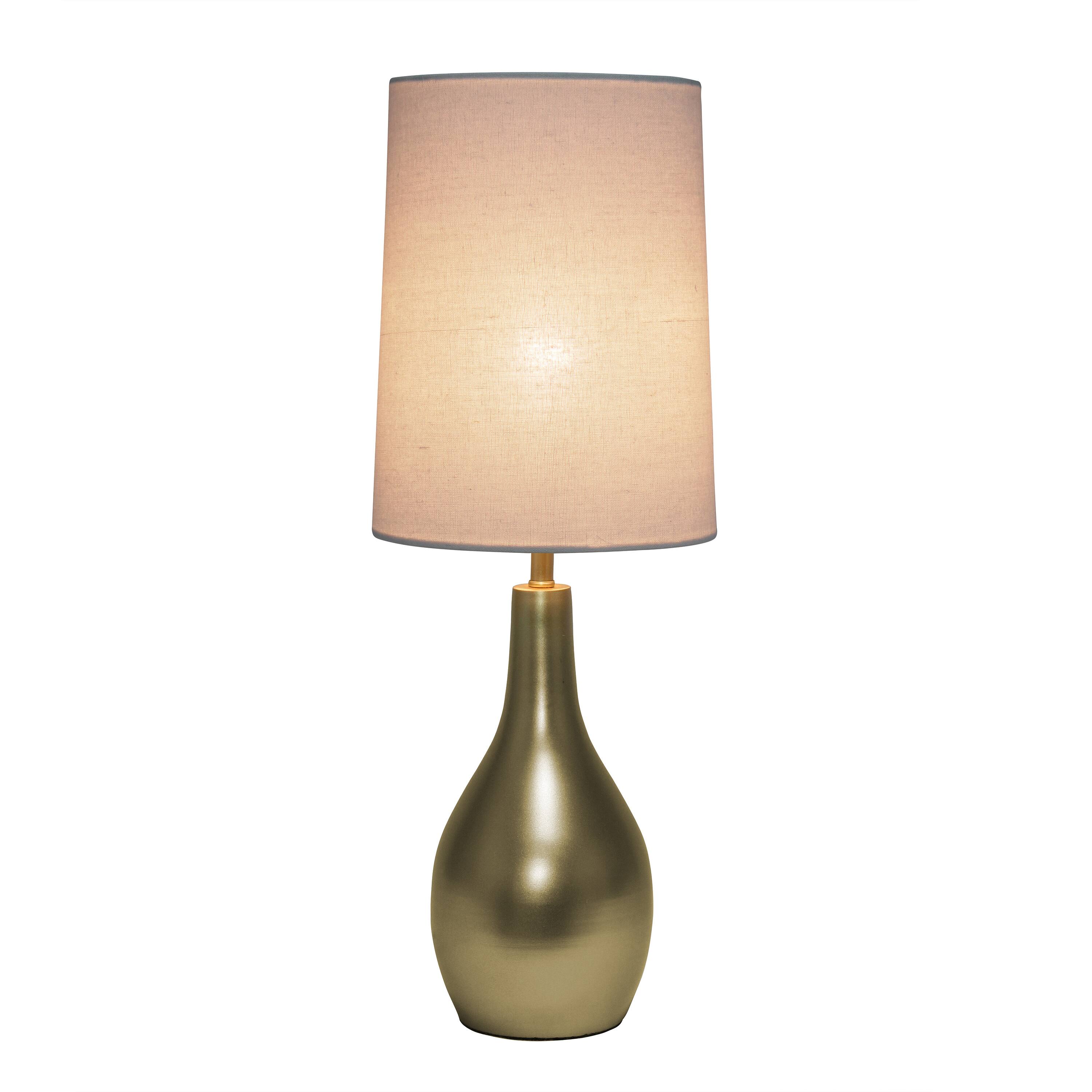 Simple Designs 19.5&#x22; Tear Drop Table Lamp with Fabric Drum Shade