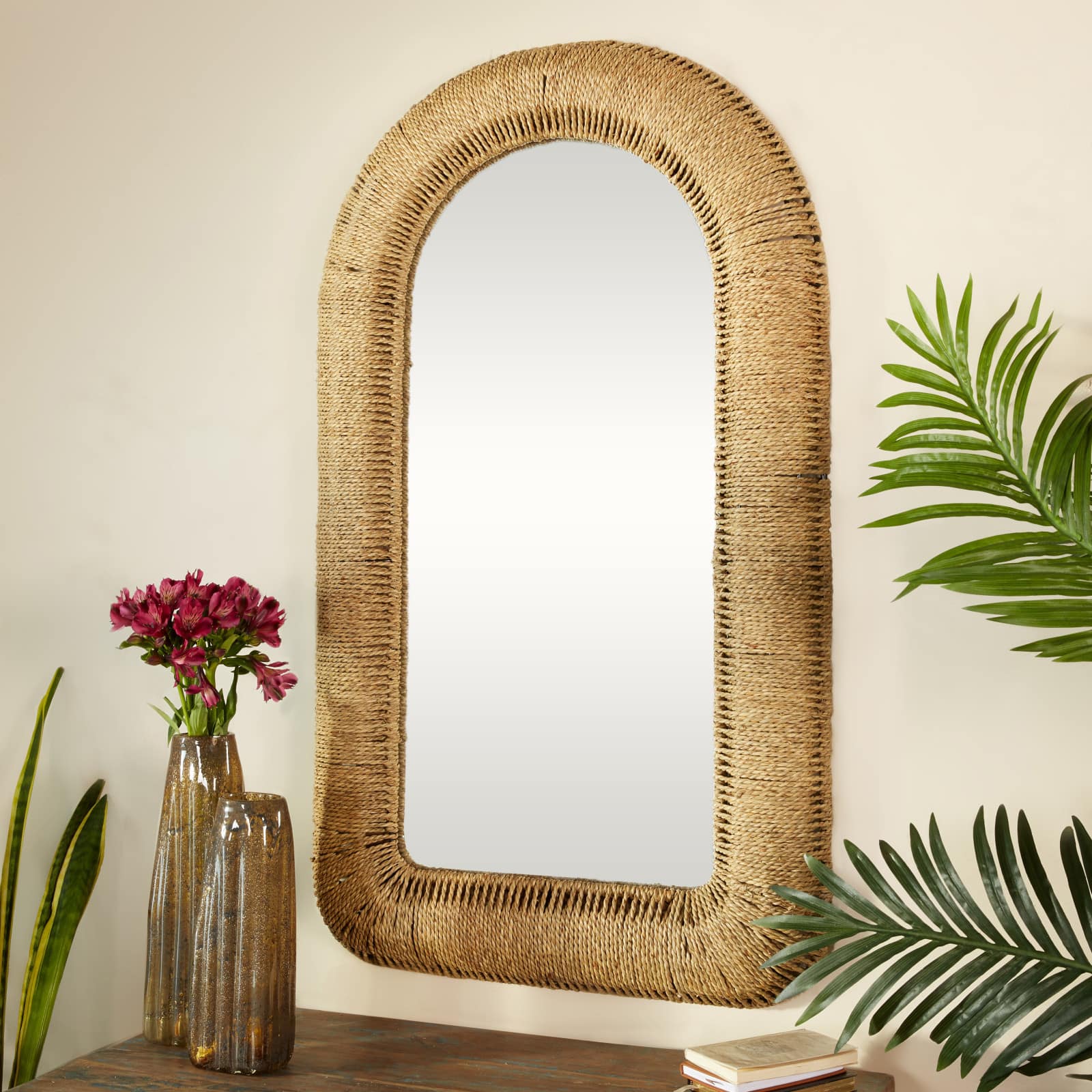 Brown Iron Bohemian Wall Mirror, 48" x 27" x 3"