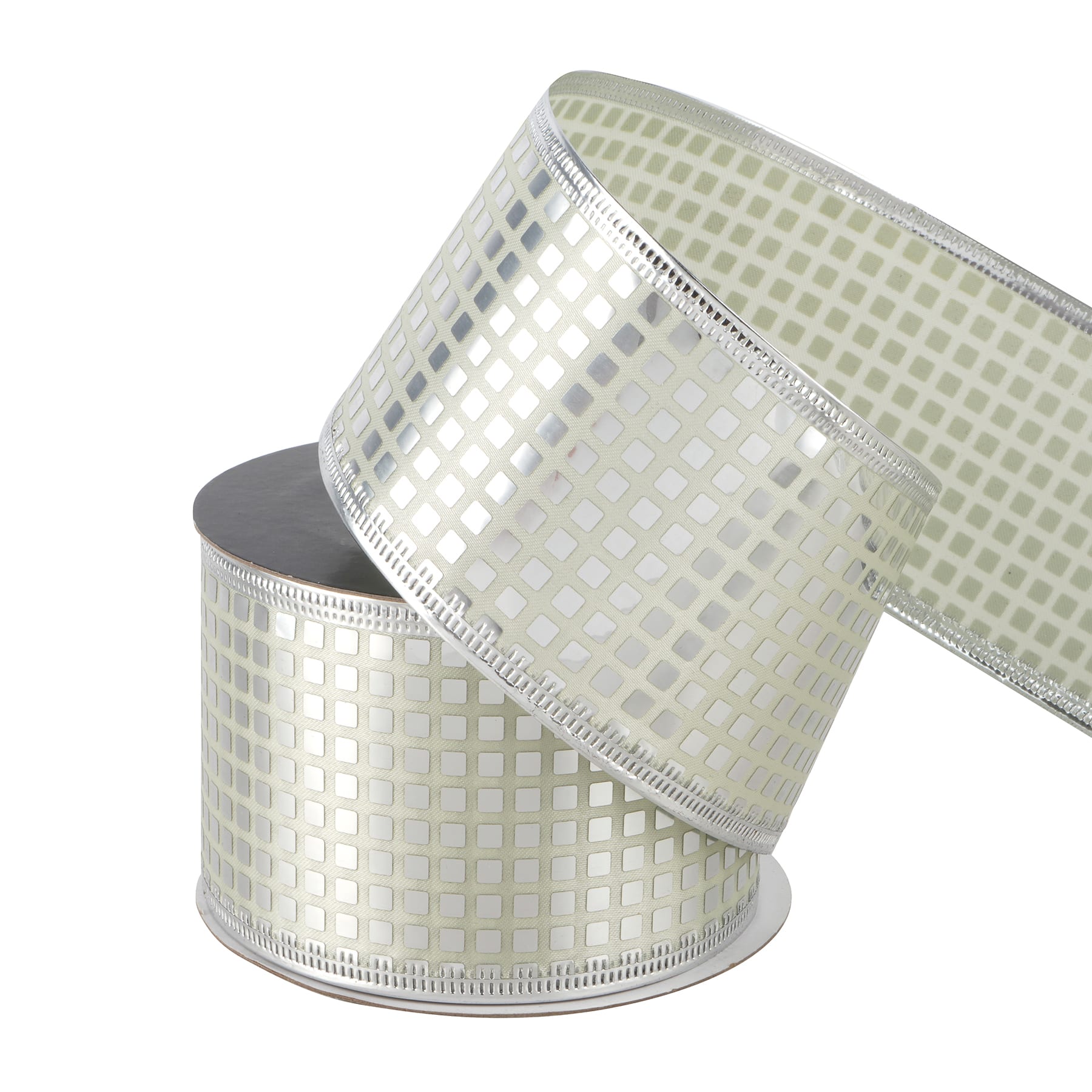 2.5&#x22; x 20ft. Silver Squares Wired Ribbon by Celebrate It&#xAE; Halloween
