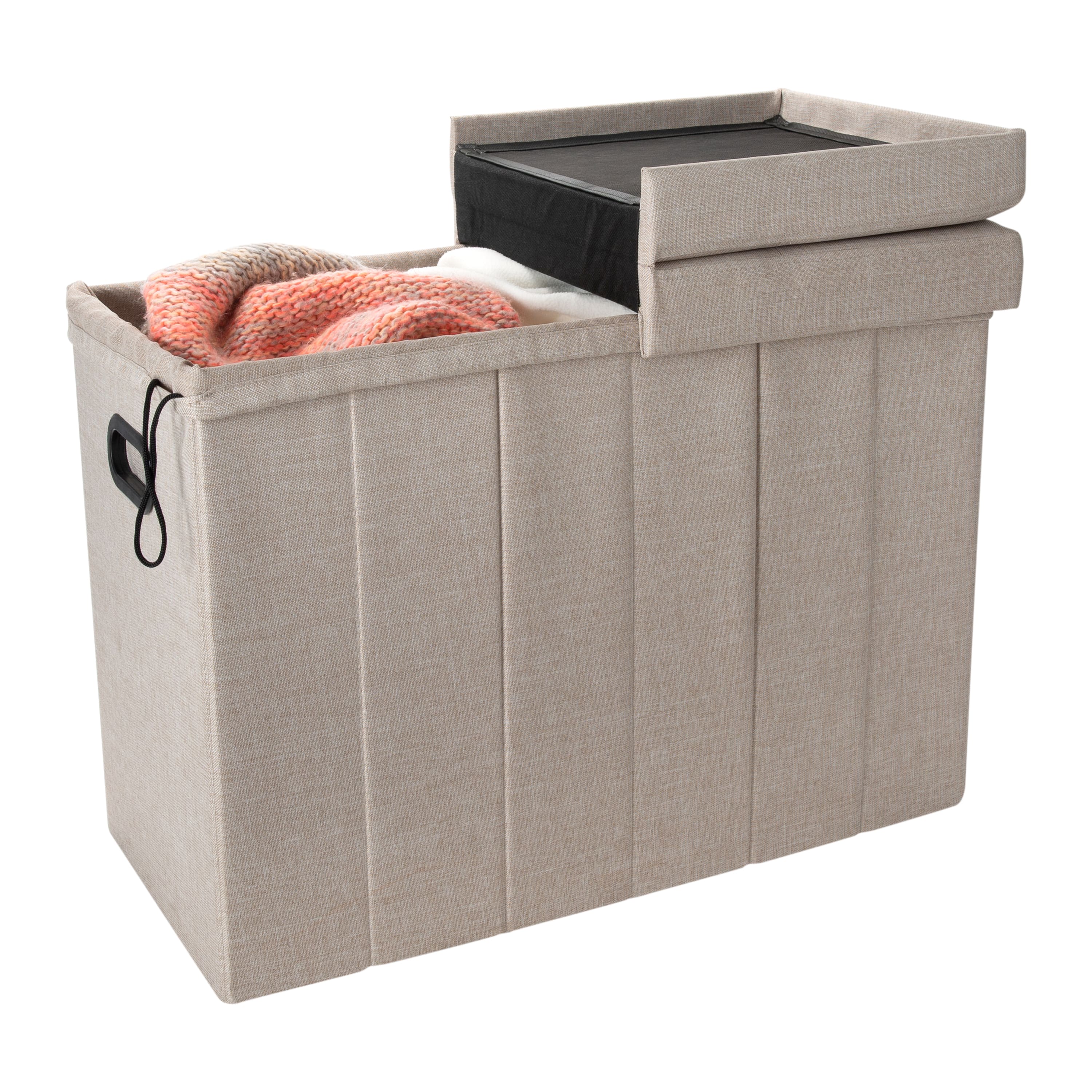 Simplify Natural Collapsible Flip Top Hamper Ottoman