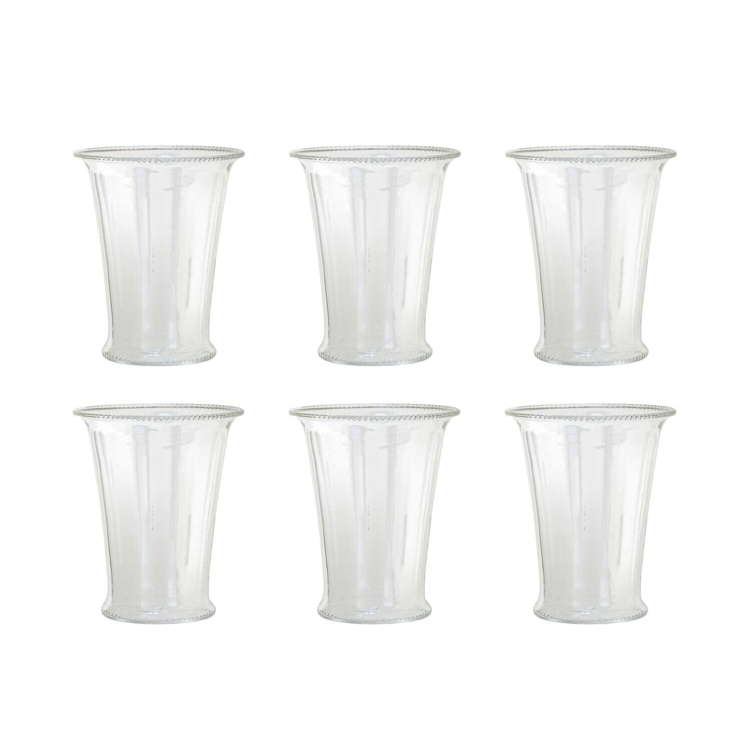 Hello Honey® 4" Clear Round Glass Drinking Glass with Debossed Rim & Base, 6ct.