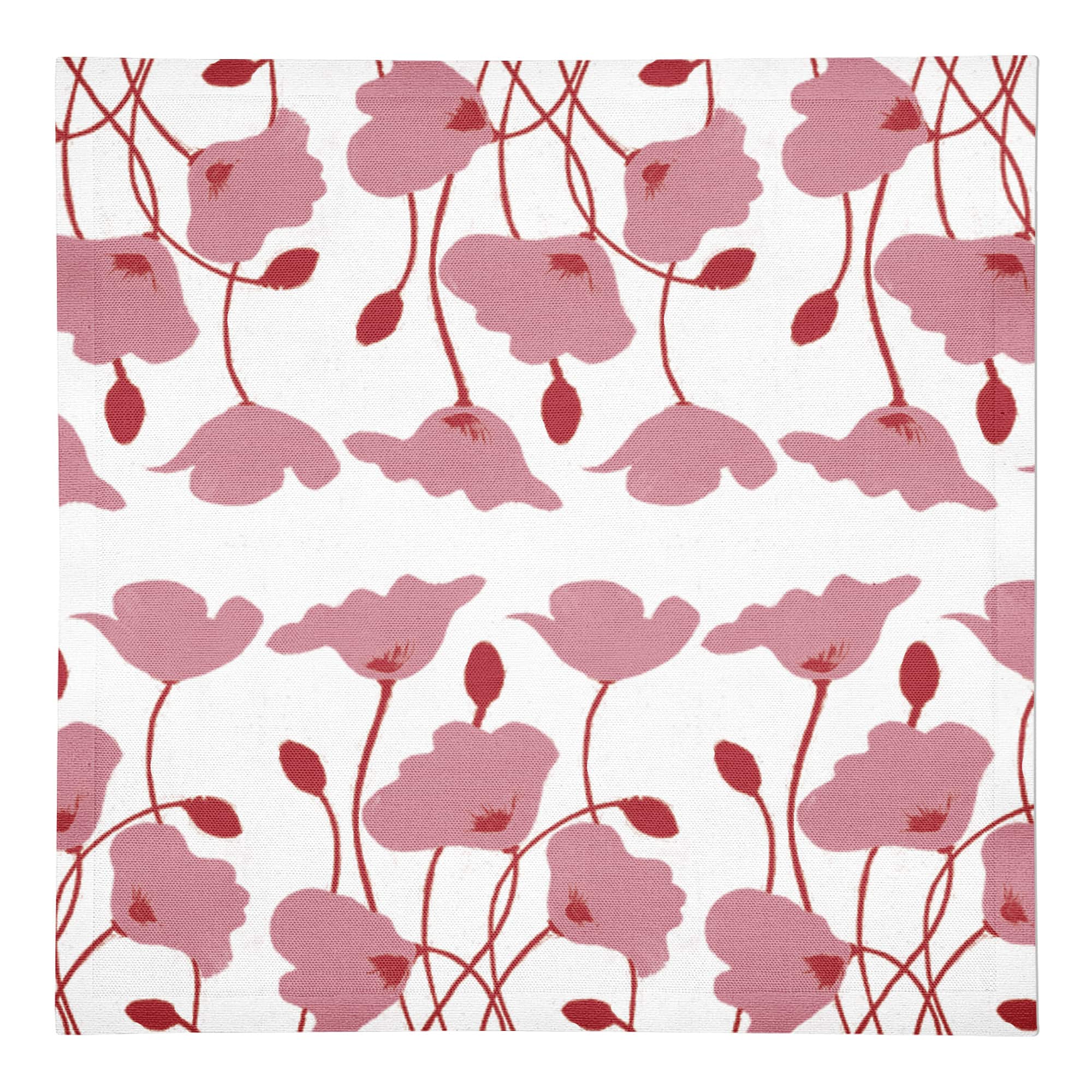 Pink Retro Florals 10" x 10" Cotton Twill Napkin