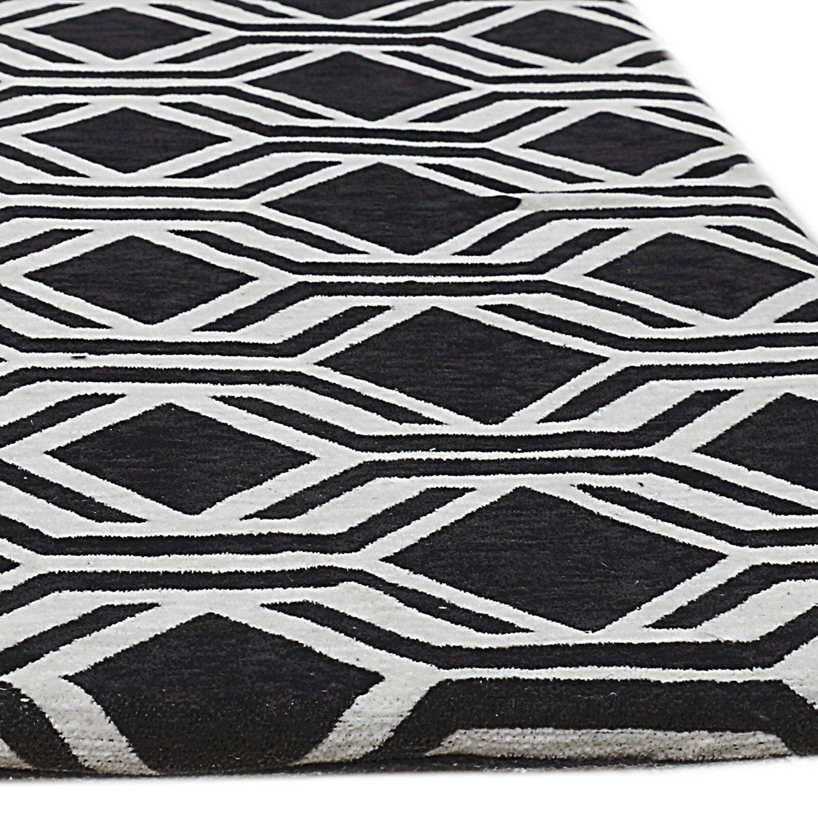 RugSmith Black Geometric Anti-Fatigue Kitchen Mat