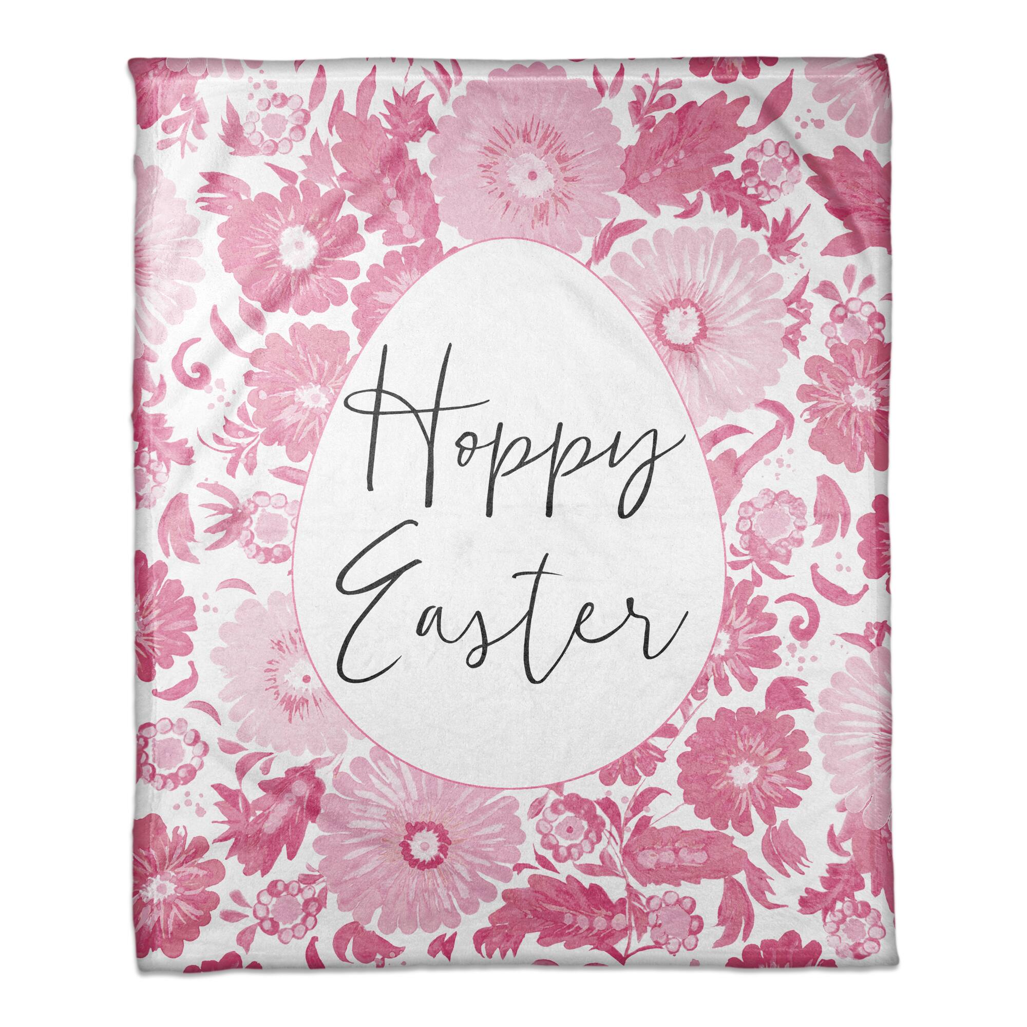 Hoppy Easter Floral Egg Throw Blanket