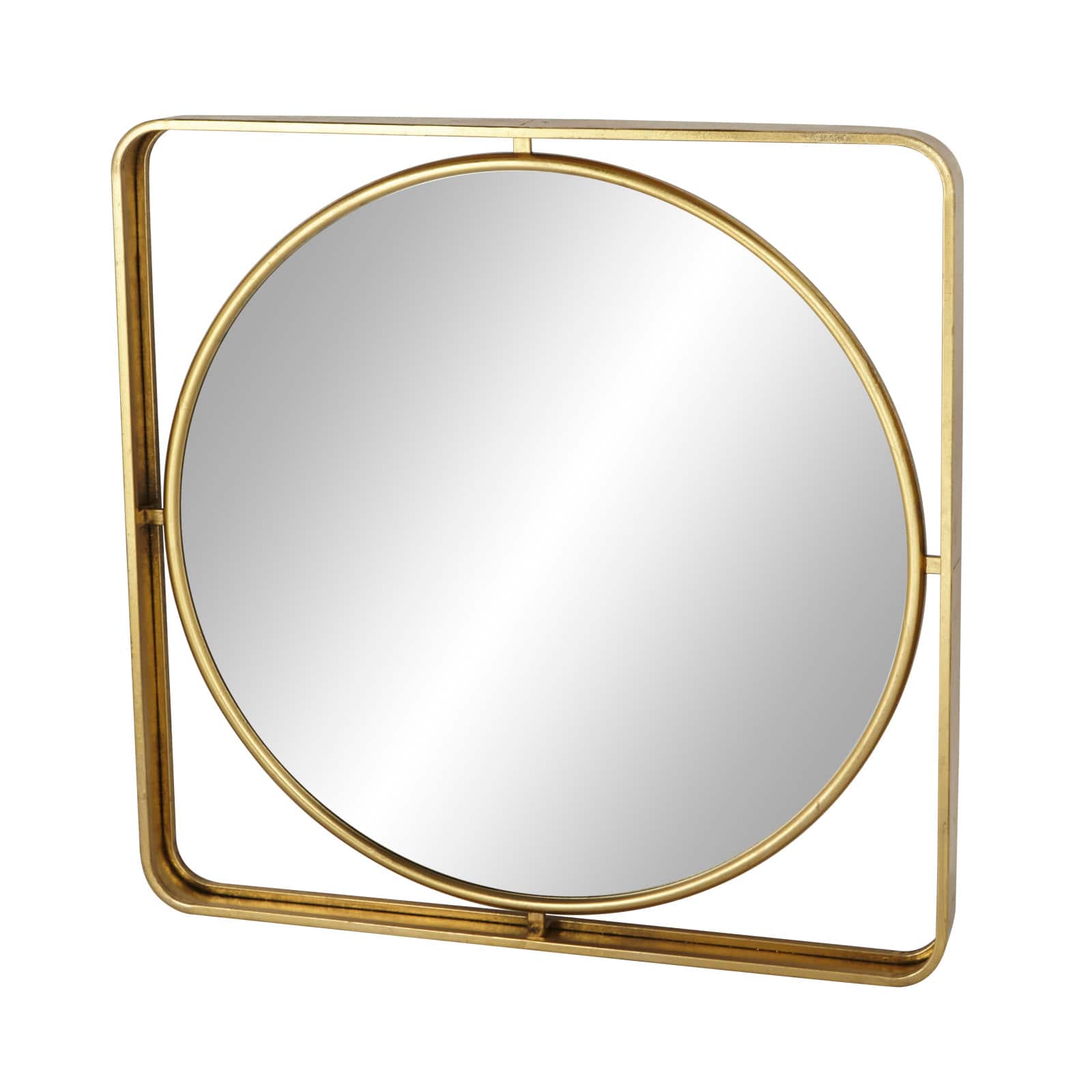 Gold Contemporary Metal Wall Mirror, 34" x 34"