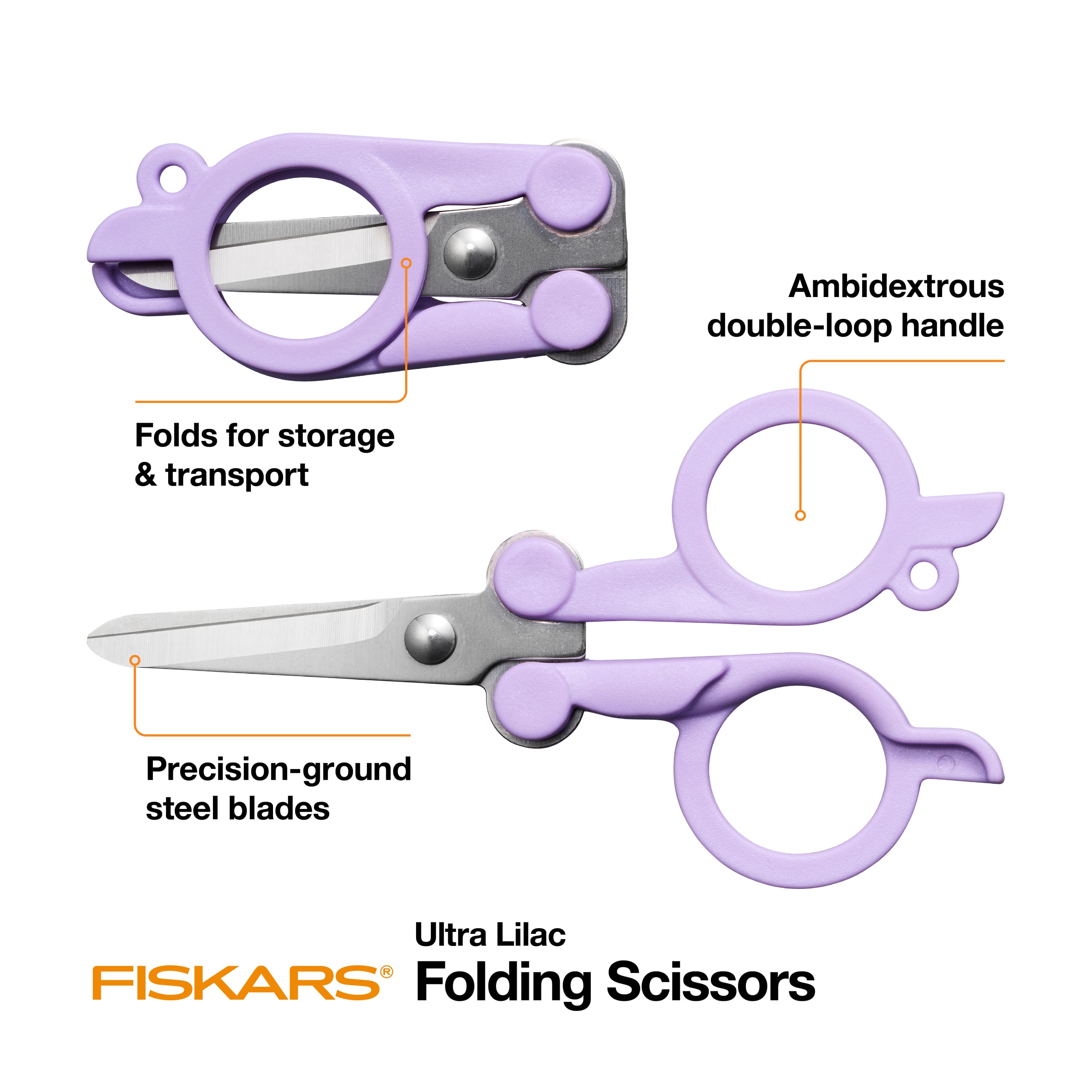 Fiskars&#xAE; 4&#x22; Ultra Lilac Folding Scissors