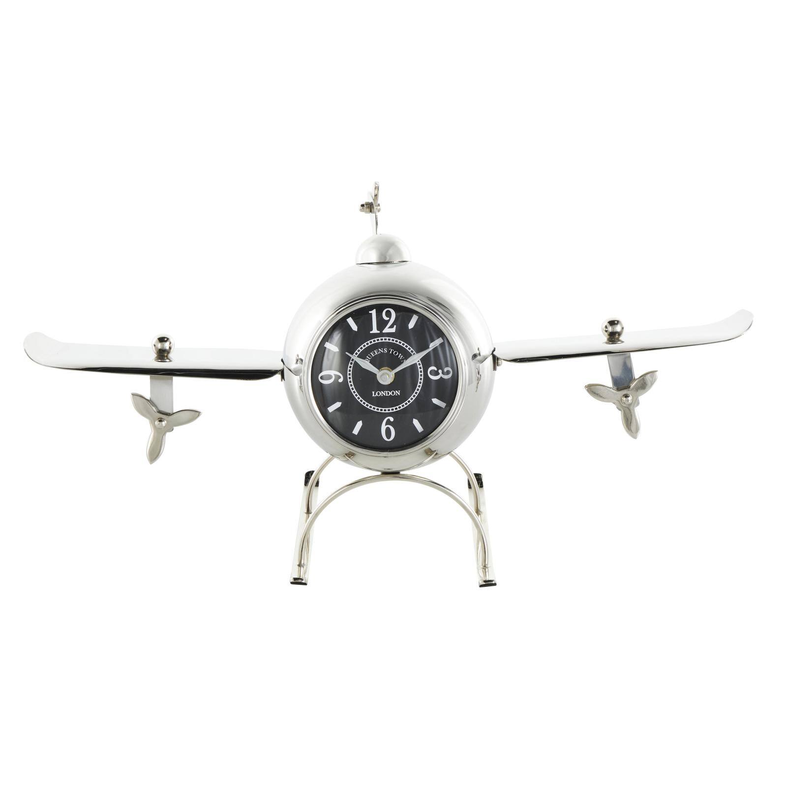 19" Silver Stainless Steel Decorative Airplane Clock