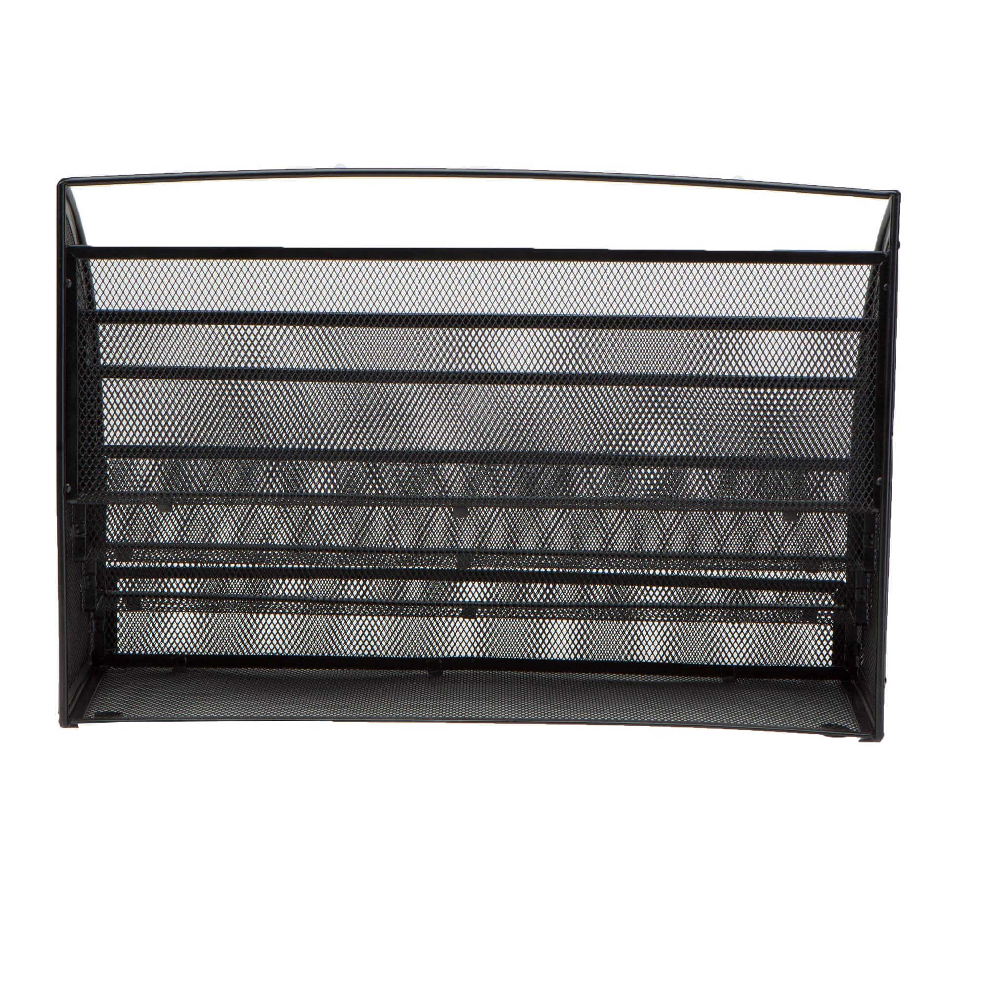 Mind Reader Black 4 Pocket Metal Mesh Newspaper &#x26; Magazine Rack