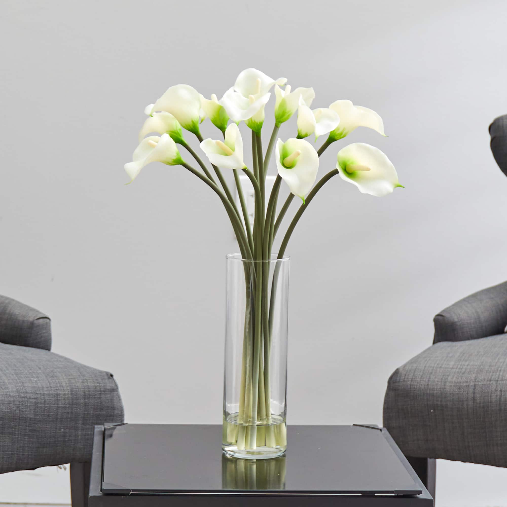 20" Mini Calla Lily Silk Flower Arrangement in Vase