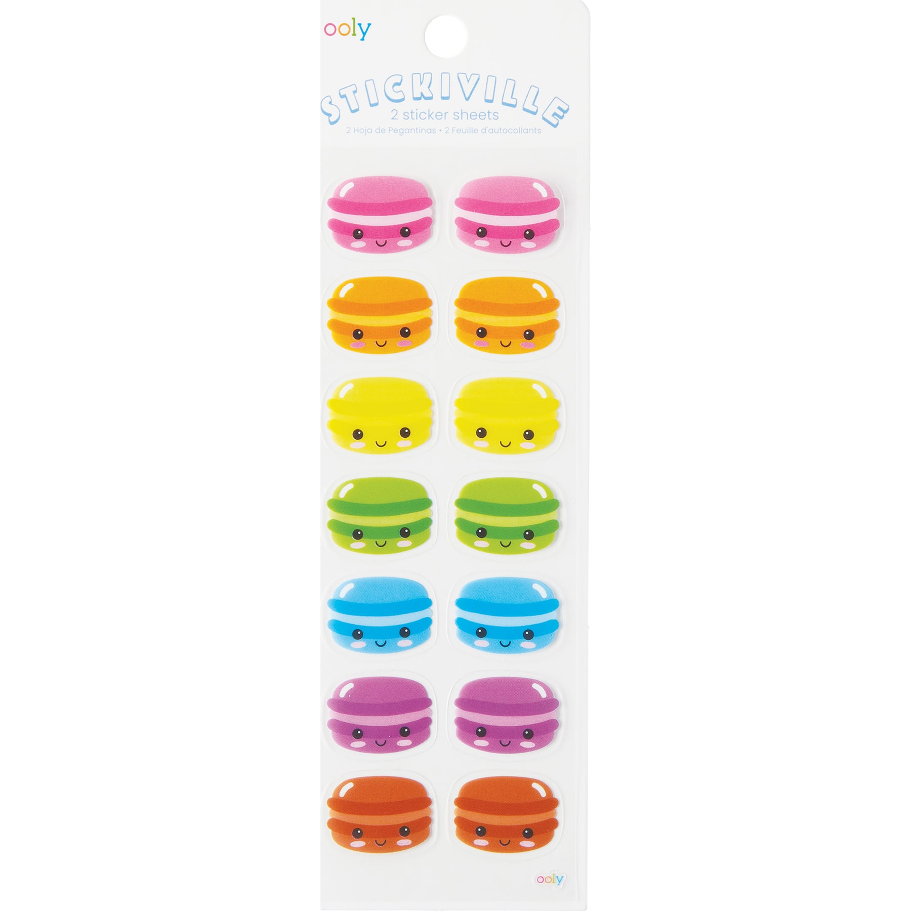 Ooly Stickiville Clear Happy Macarons Skinny Sticker Sheet, 2ct.