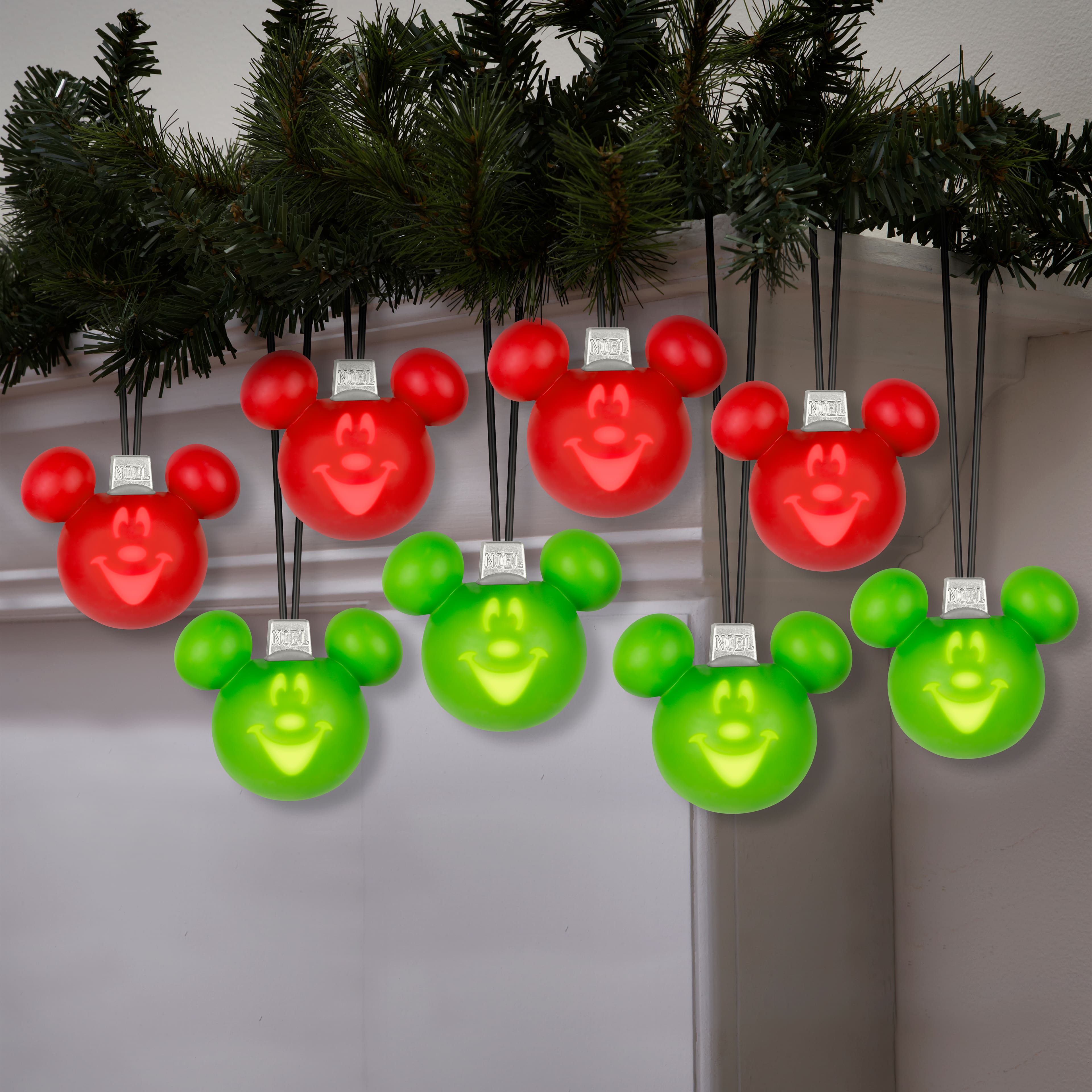 Disney&#xAE; EmoteGlow&#x2122; 8ct. Red &#x26; Green Mickey Mouse Musical LED String Lights