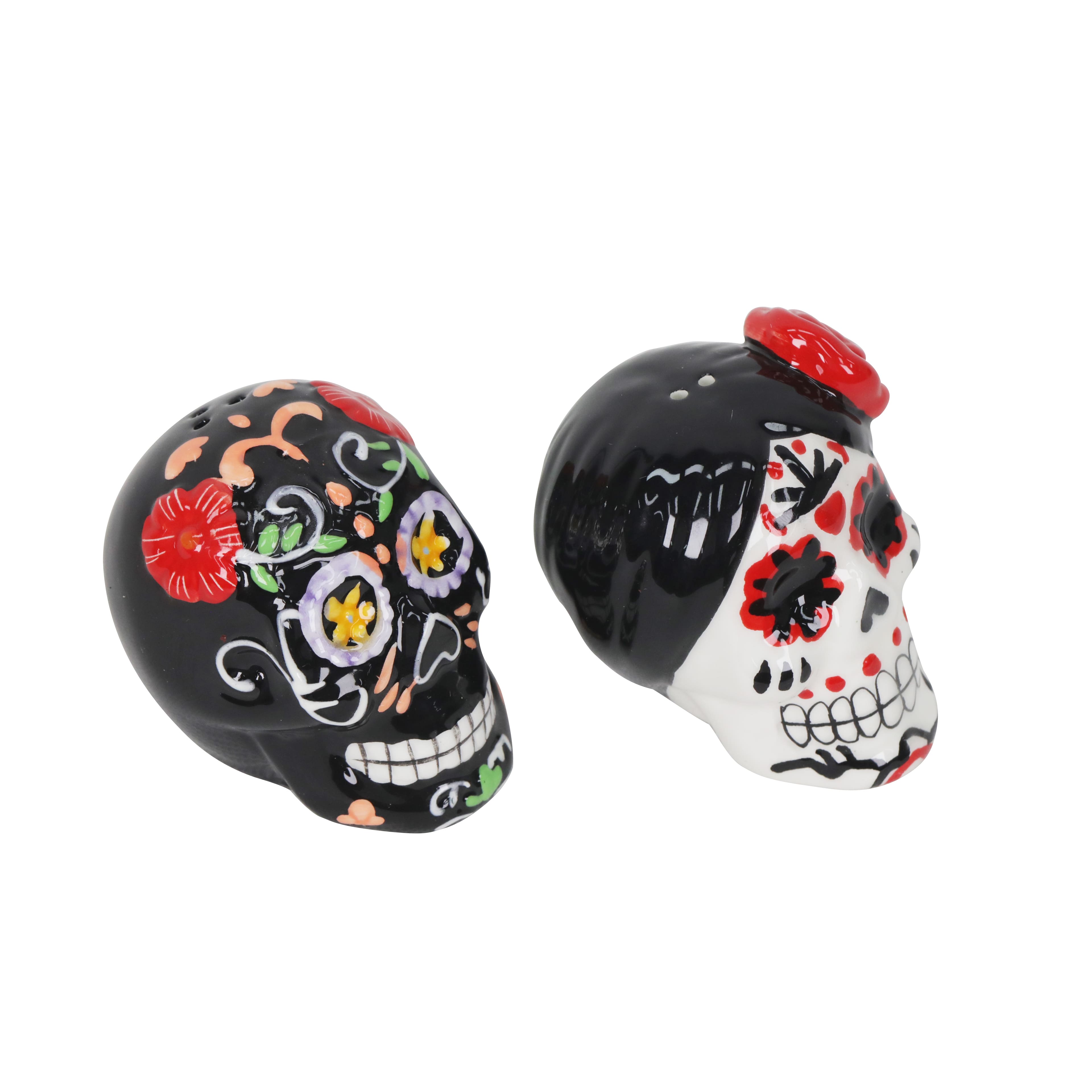 Day of the Dead Sugar Skull Ceramic Salt &#x26; Pepper Shaker Set by Ashland&#xAE;