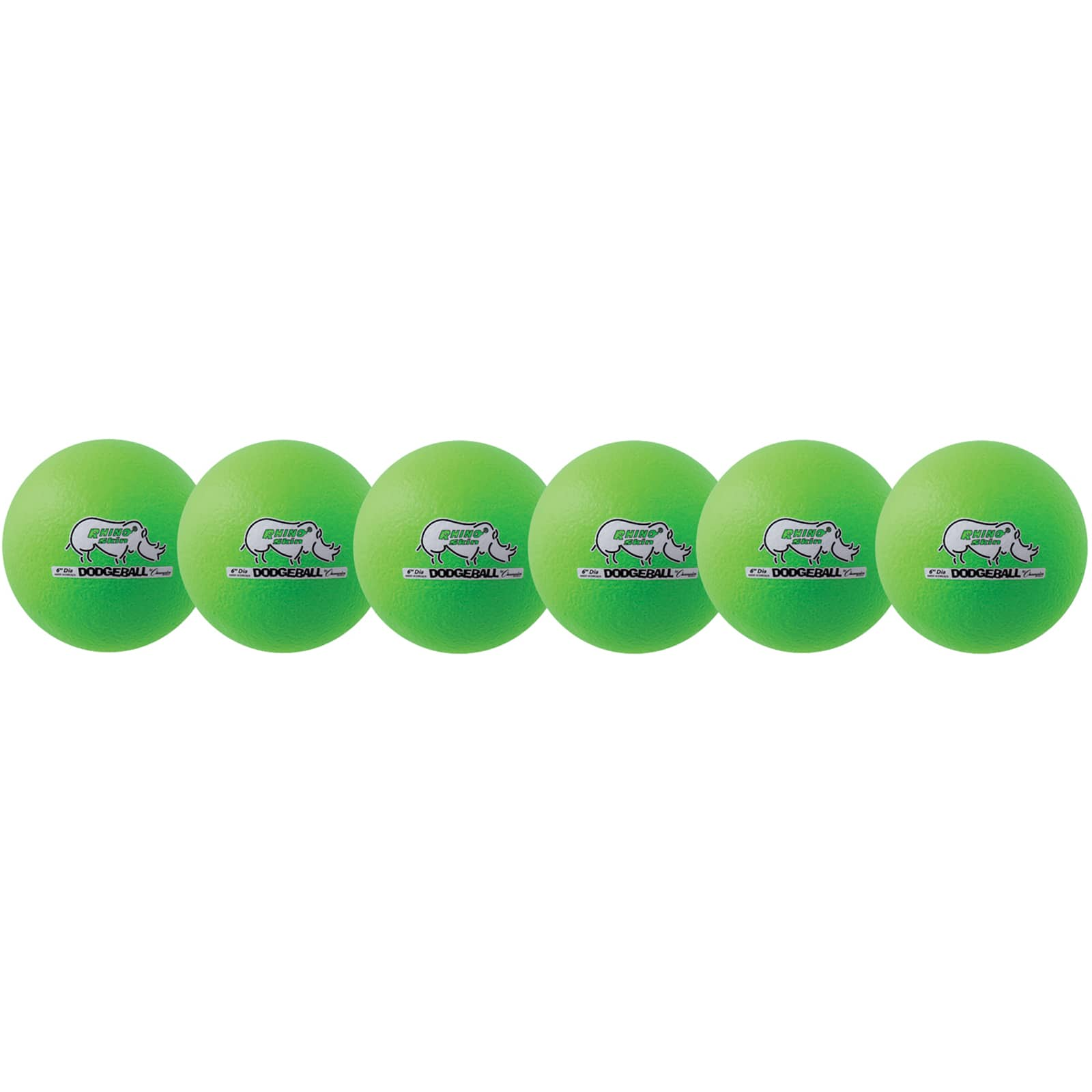 Champion Sports Rhino Skin&#xAE; 6&#x22; Neon Green Low Bounce Dodgeball, 6ct.