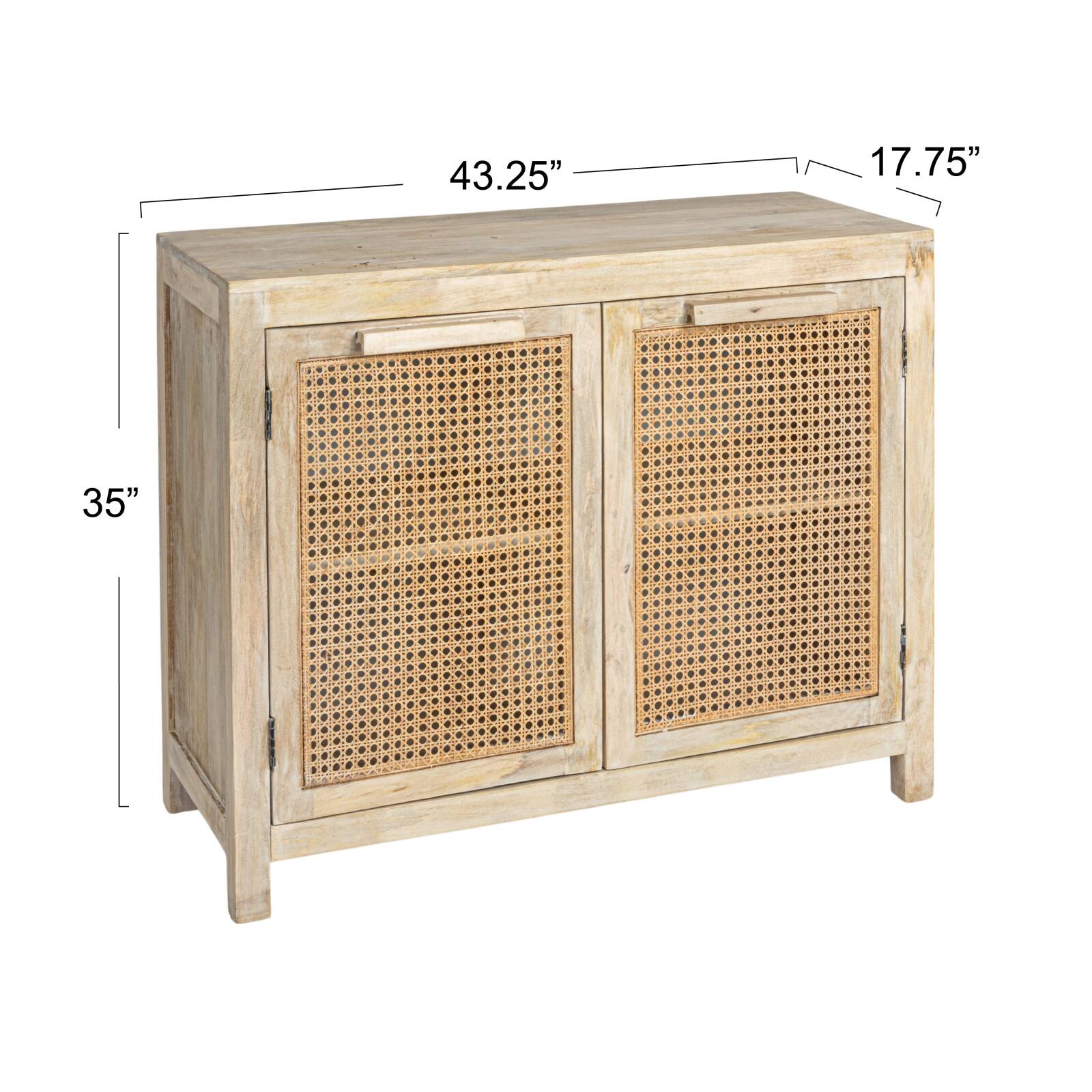 Hello Honey&#xAE; Natural Mango Wood &#x26; Cane 2-Door Cabinet with Shelves