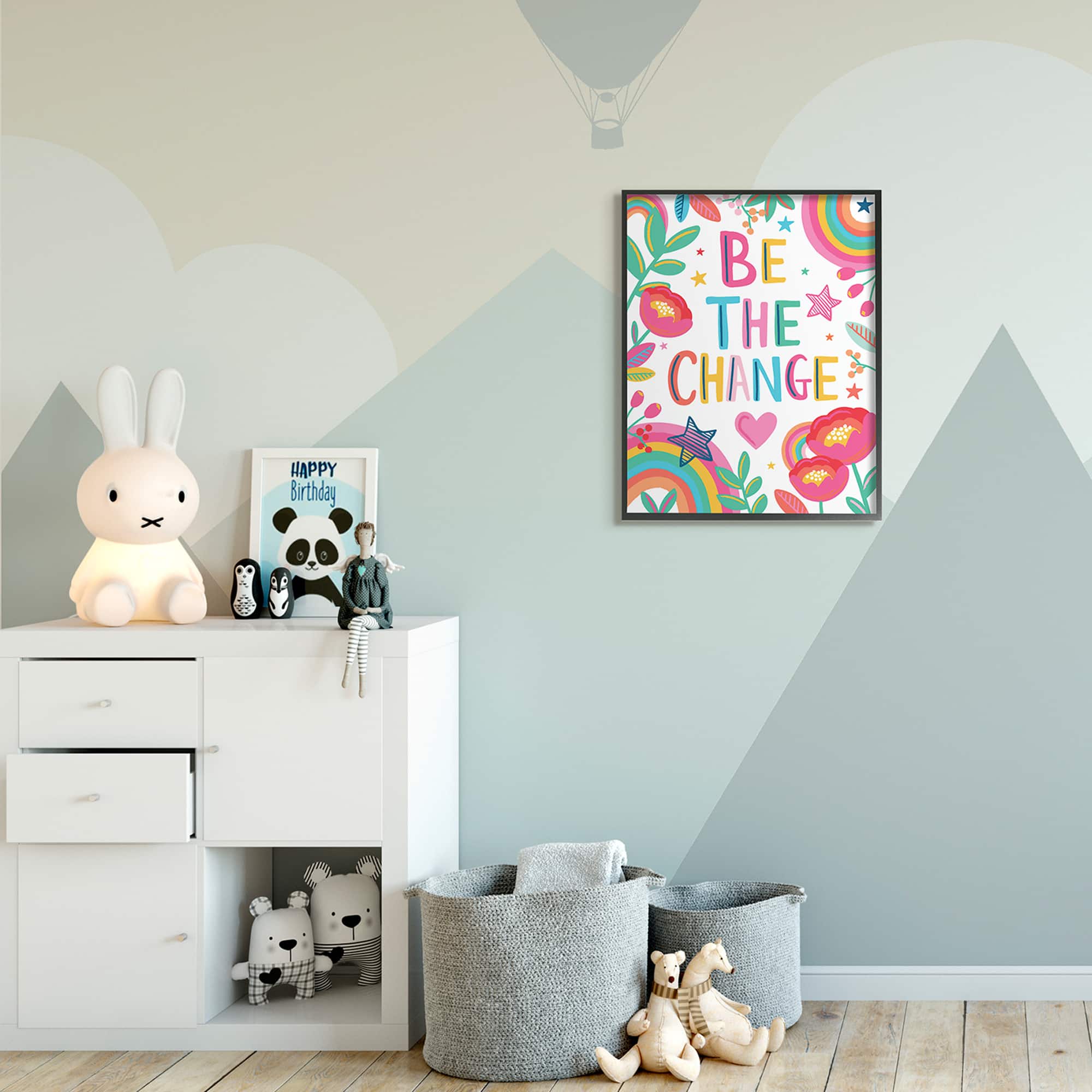 Stupell Industries Be The Change Rainbow Black Framed Wall Art