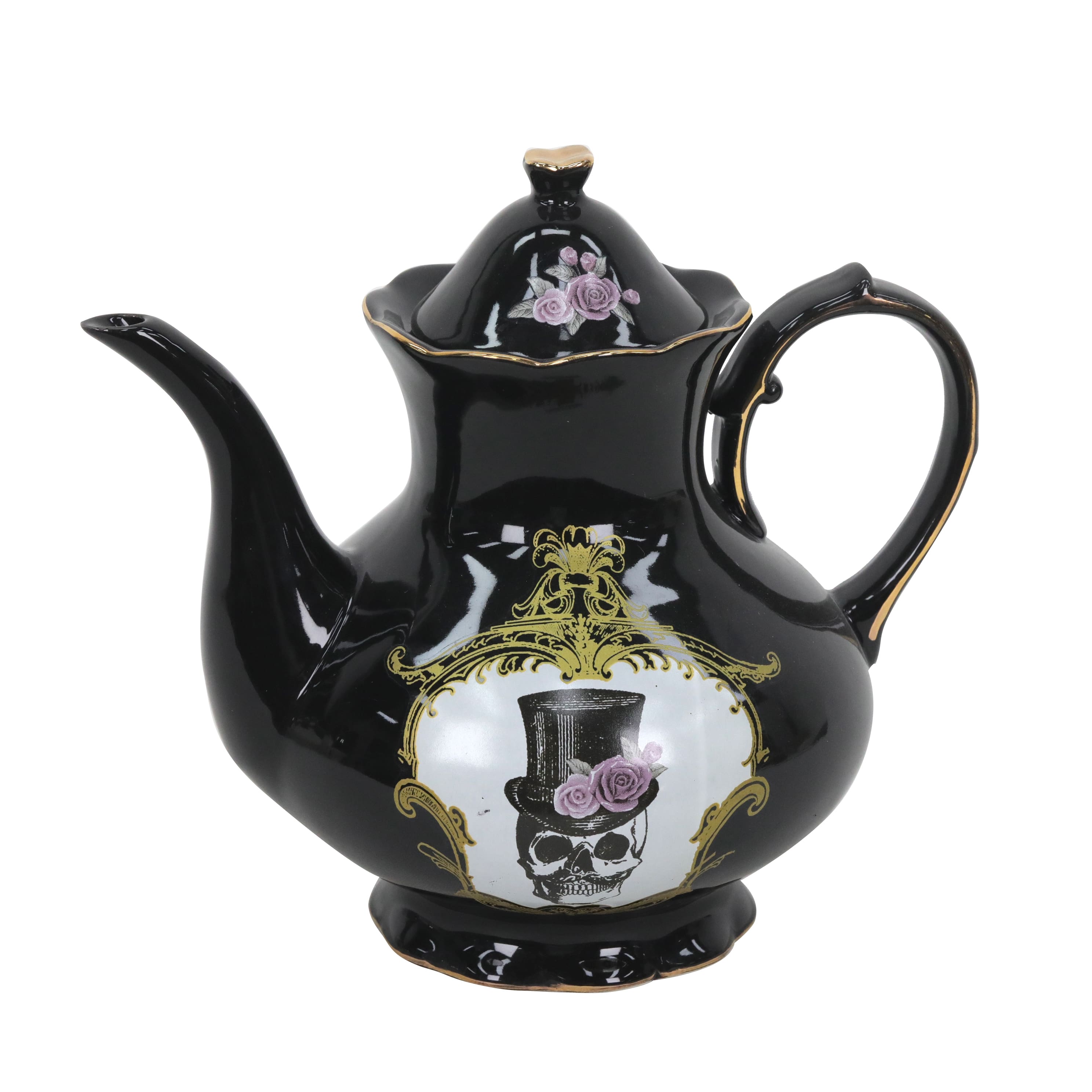 33.8oz. Black Skull in Top Hat Ceramic Teapot by Ashland&#xAE;