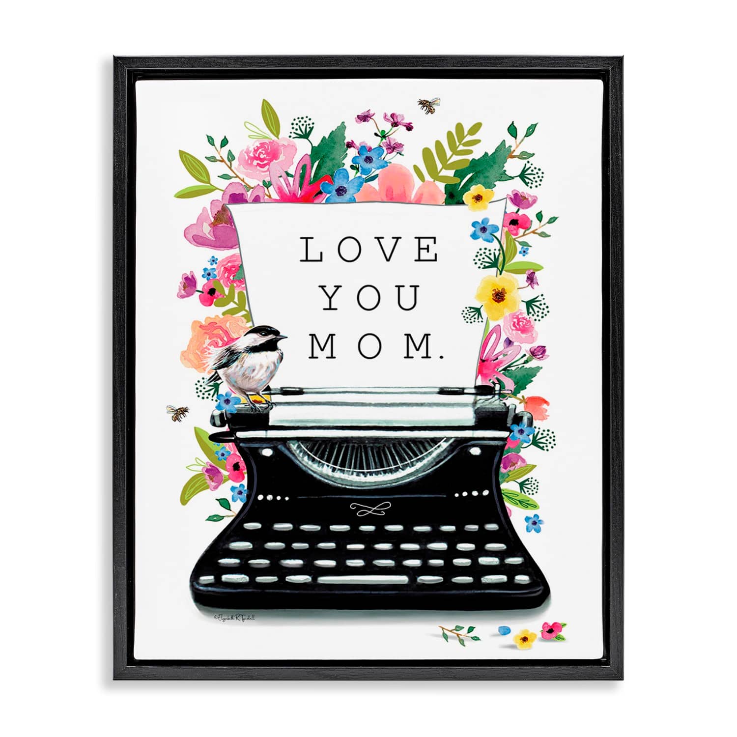 Stupell Industries Love You Mom Typewriter Floater Framed Art