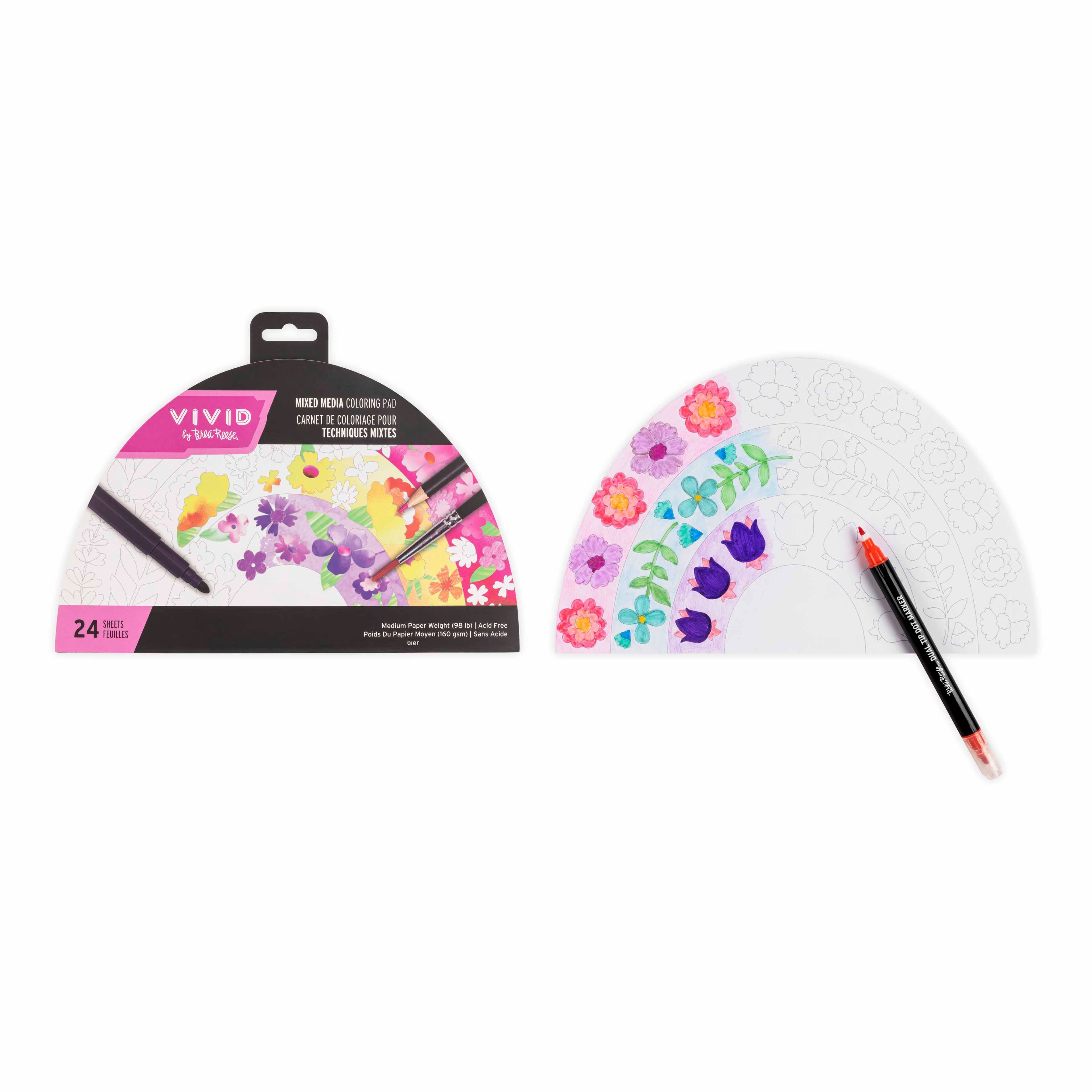 VIVID by Brea Reese® Rainbow Mixed Media Coloring Pad