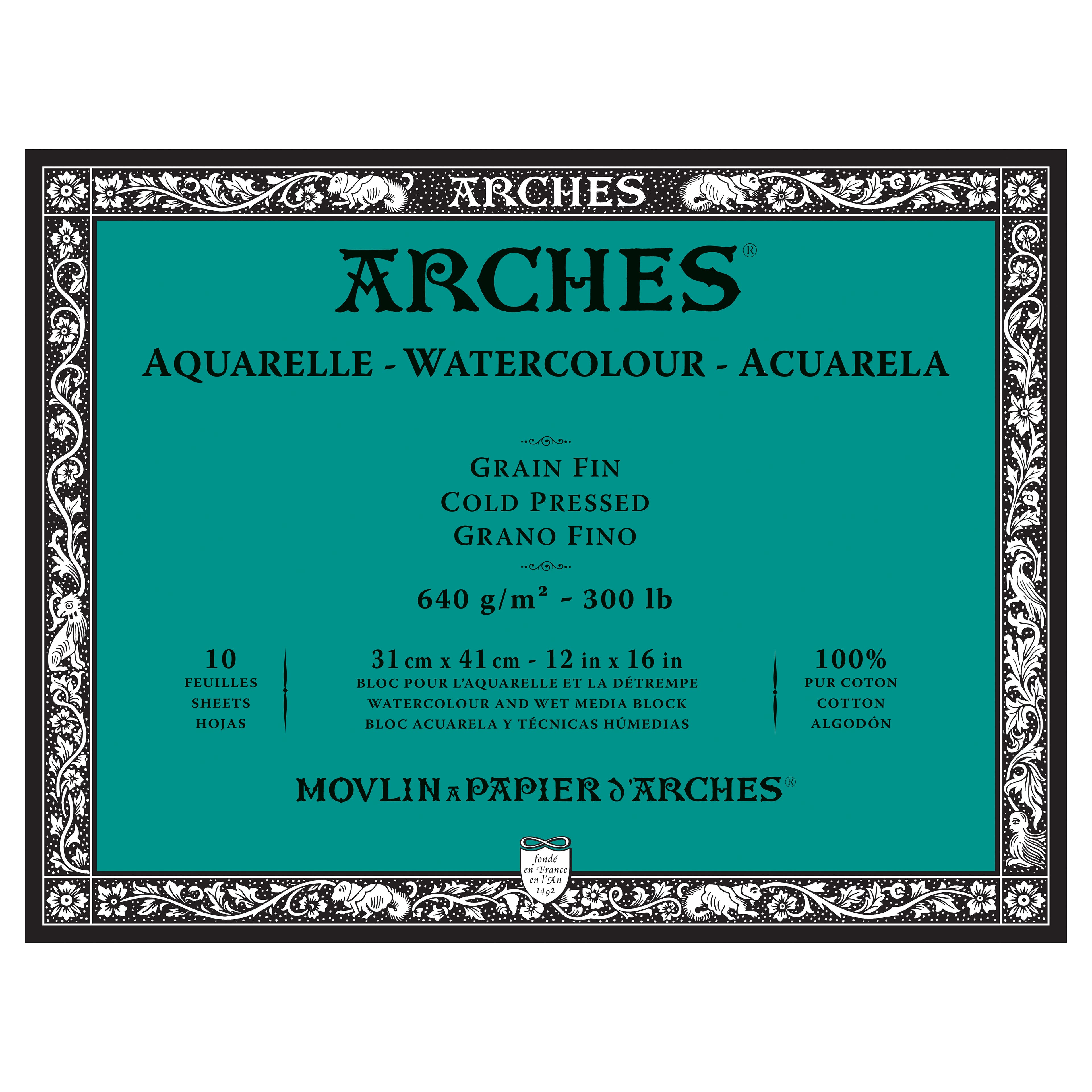 Arches Aquarelle Watercolor Block 300 lb. Cold Press 12 in. x 16 in.