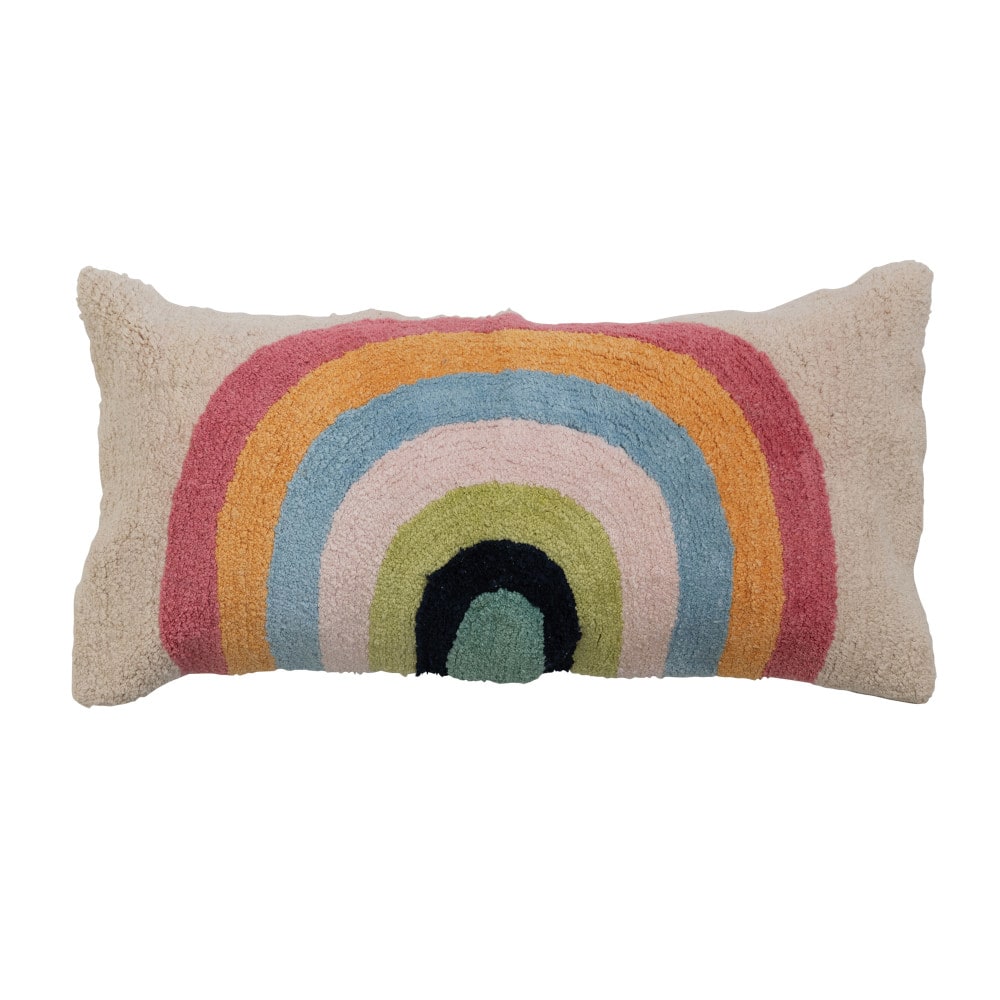 Tufted Rainbow Cotton Throw Pillow