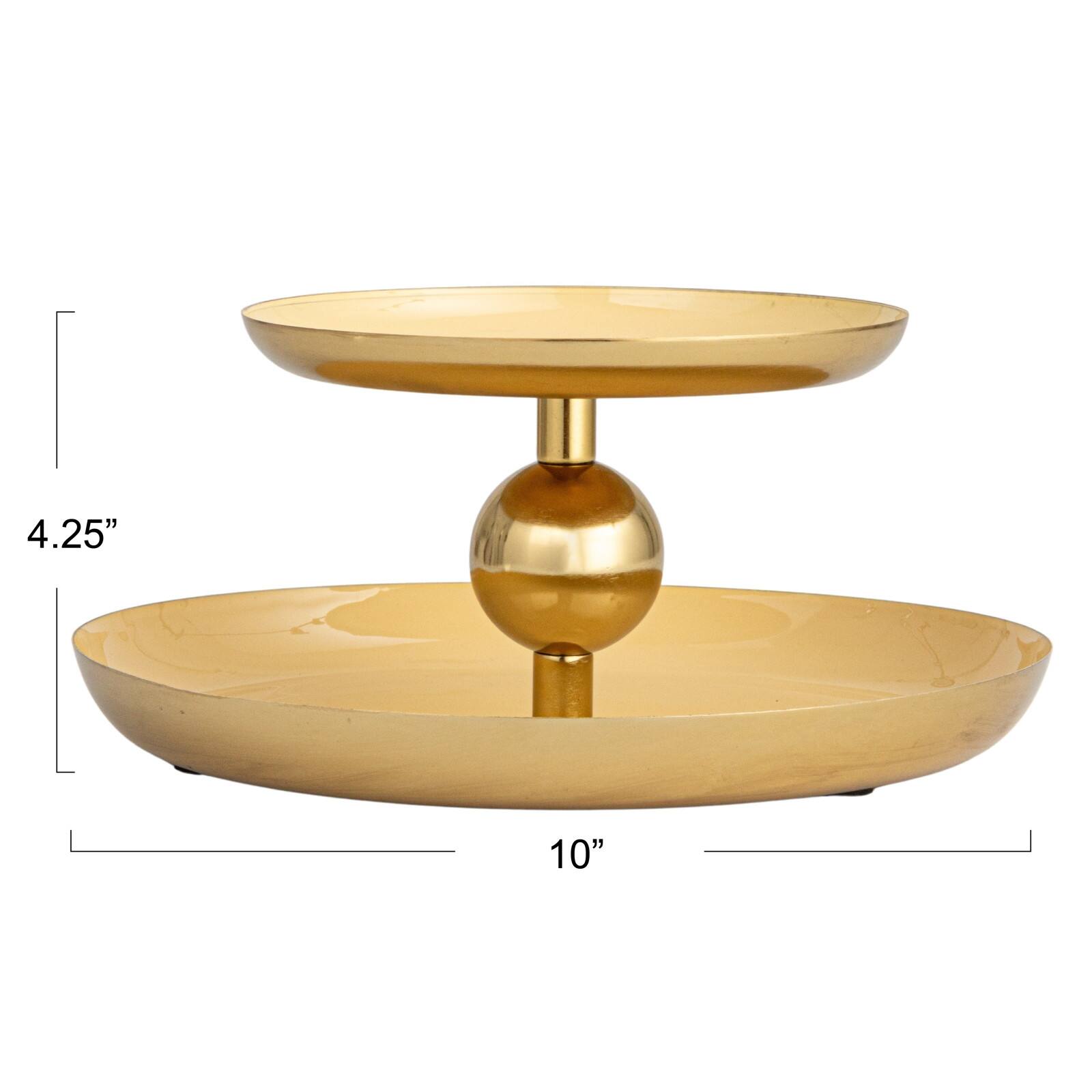 Hello Honey® 10" Yellow & Gold Soleil Enameled Metal 2-Tier Tray