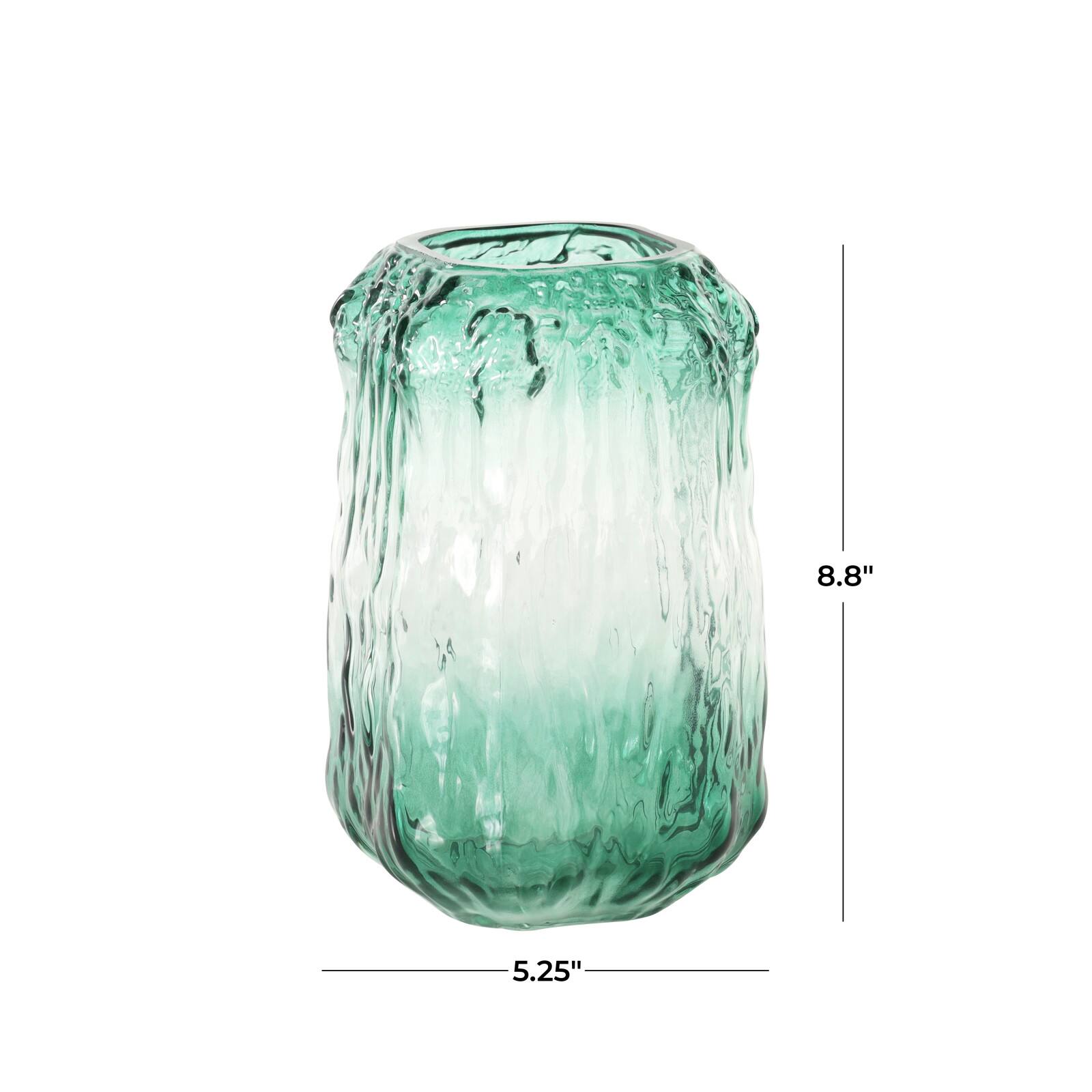 9&#x22; Green Glass Vase