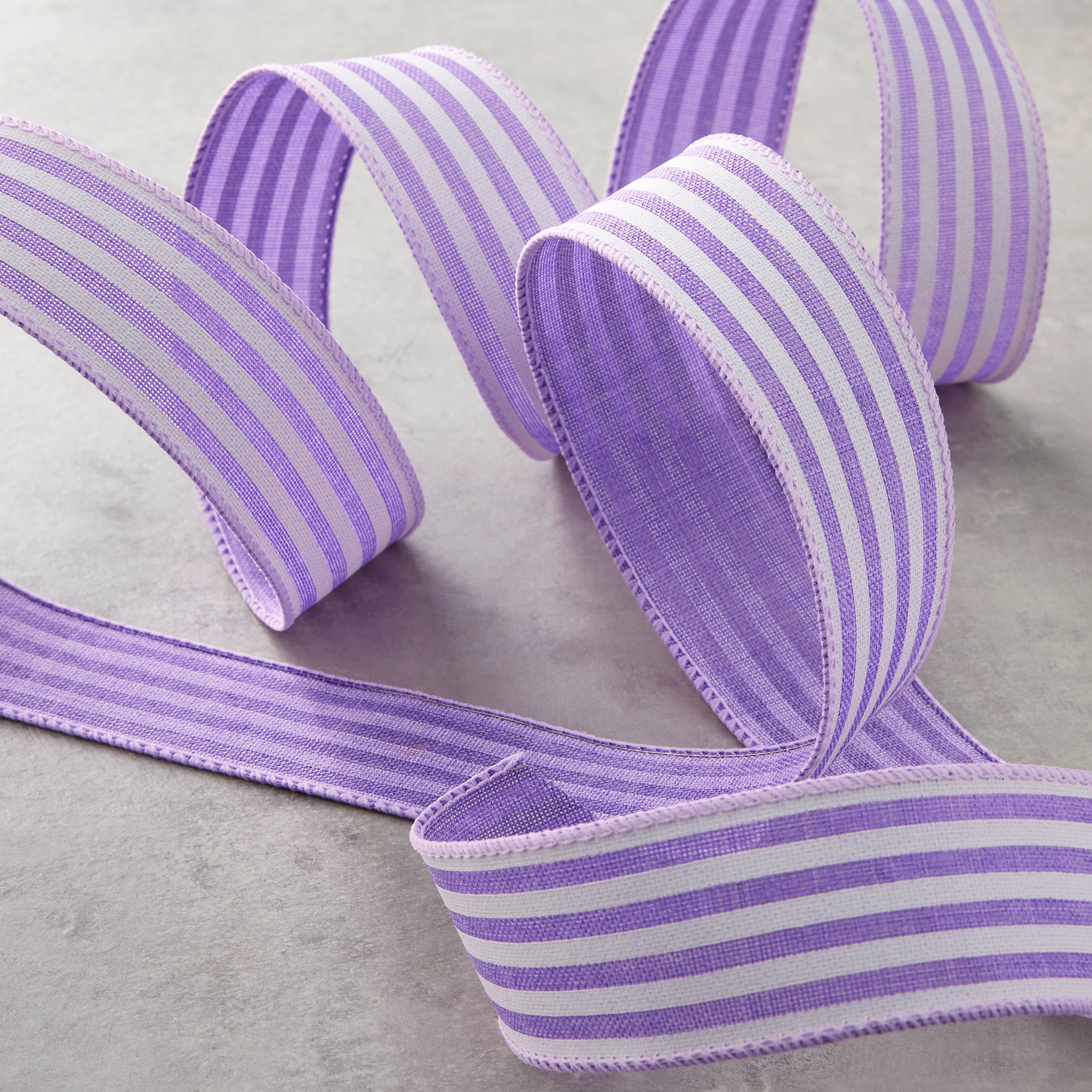 12 Pack: 1.5&#x22; x 10yd. Faux Linen Wired Thin Striped Ribbon by Celebrate It&#xAE; Specialty