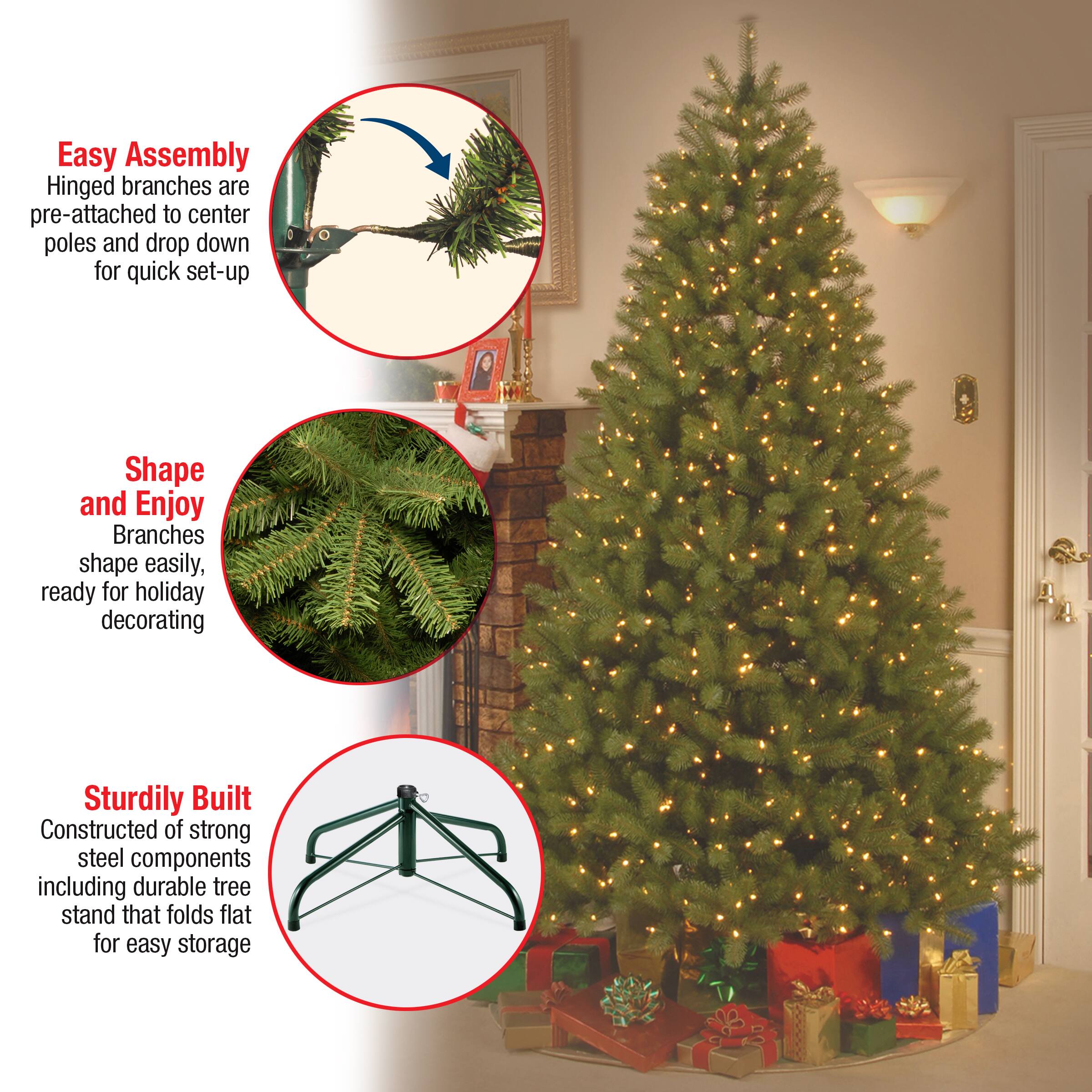 6 Ft. Pre-Lit Feel Real® Downswept Douglas Fir Full Artificial Christmas Tree, Clear Lights