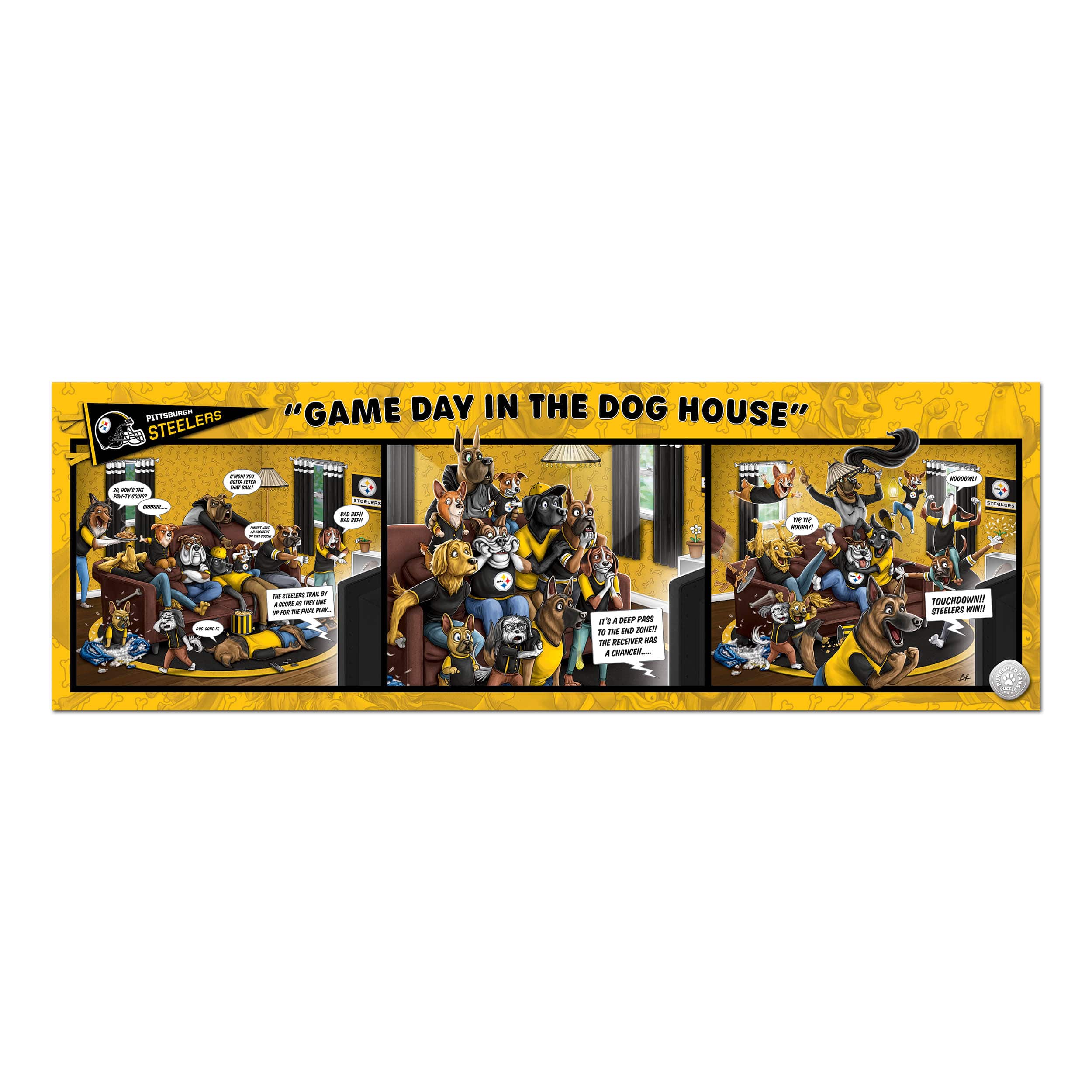 NFL Game Day in the Dog House 1,000 Piece Puzzle