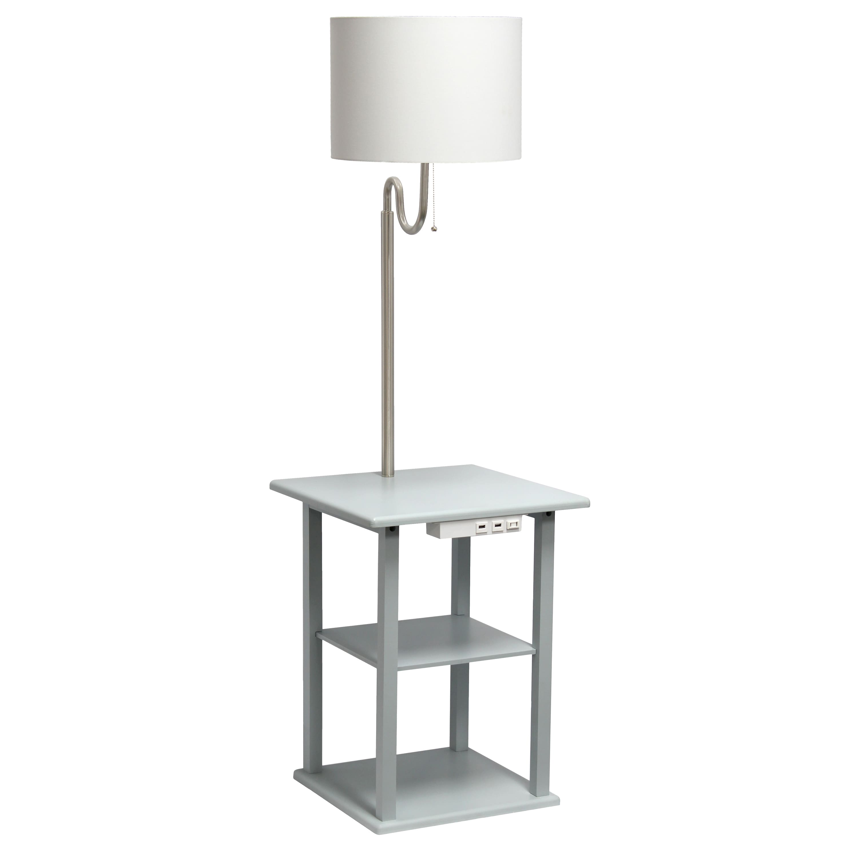 Simple Designs 57&#x22; 2 Tier Floor Lamp with USB &#x26; Outlet