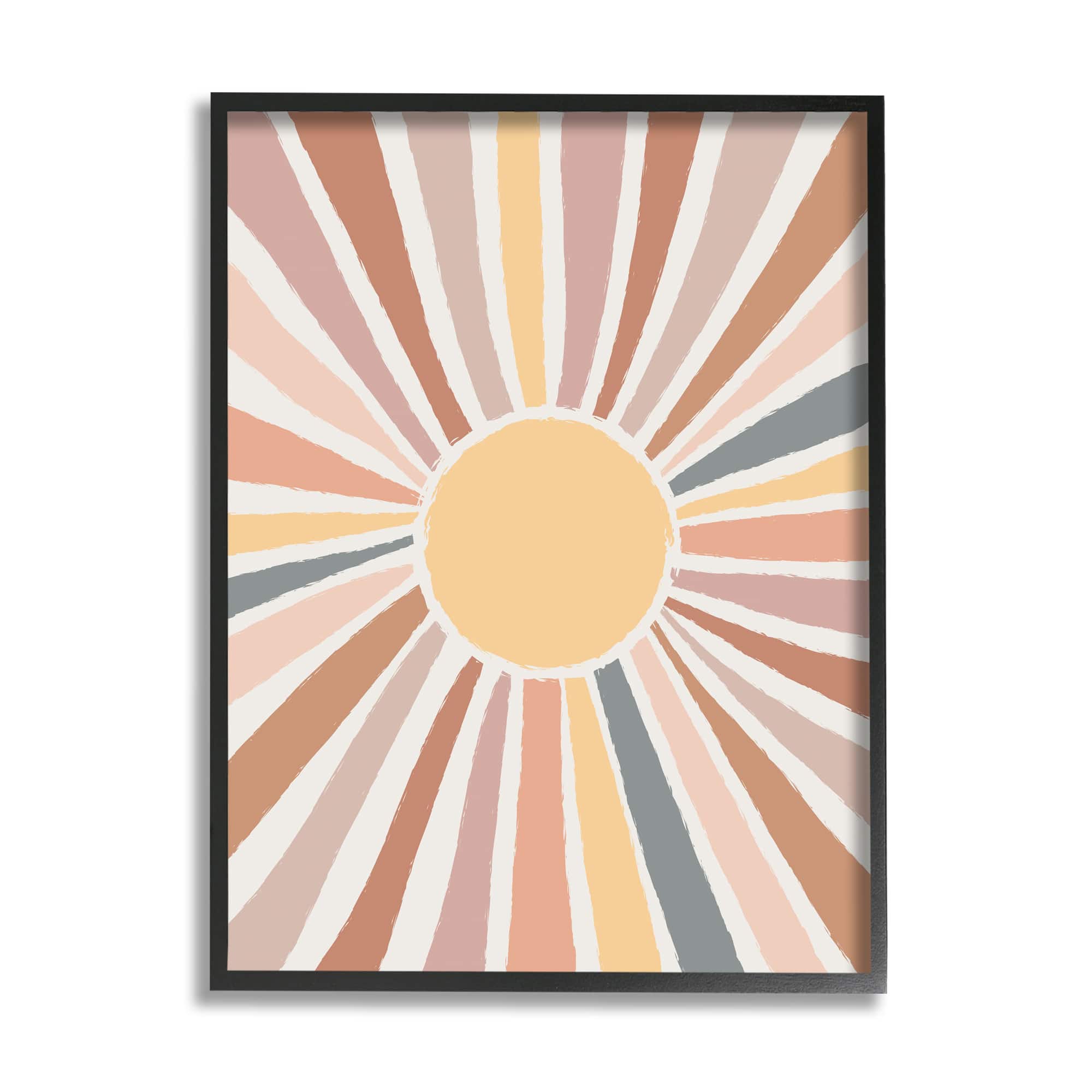 Stupell Industries Southwestern Desert Sun Striped Pattern Rays in Black Frame Wall Art
