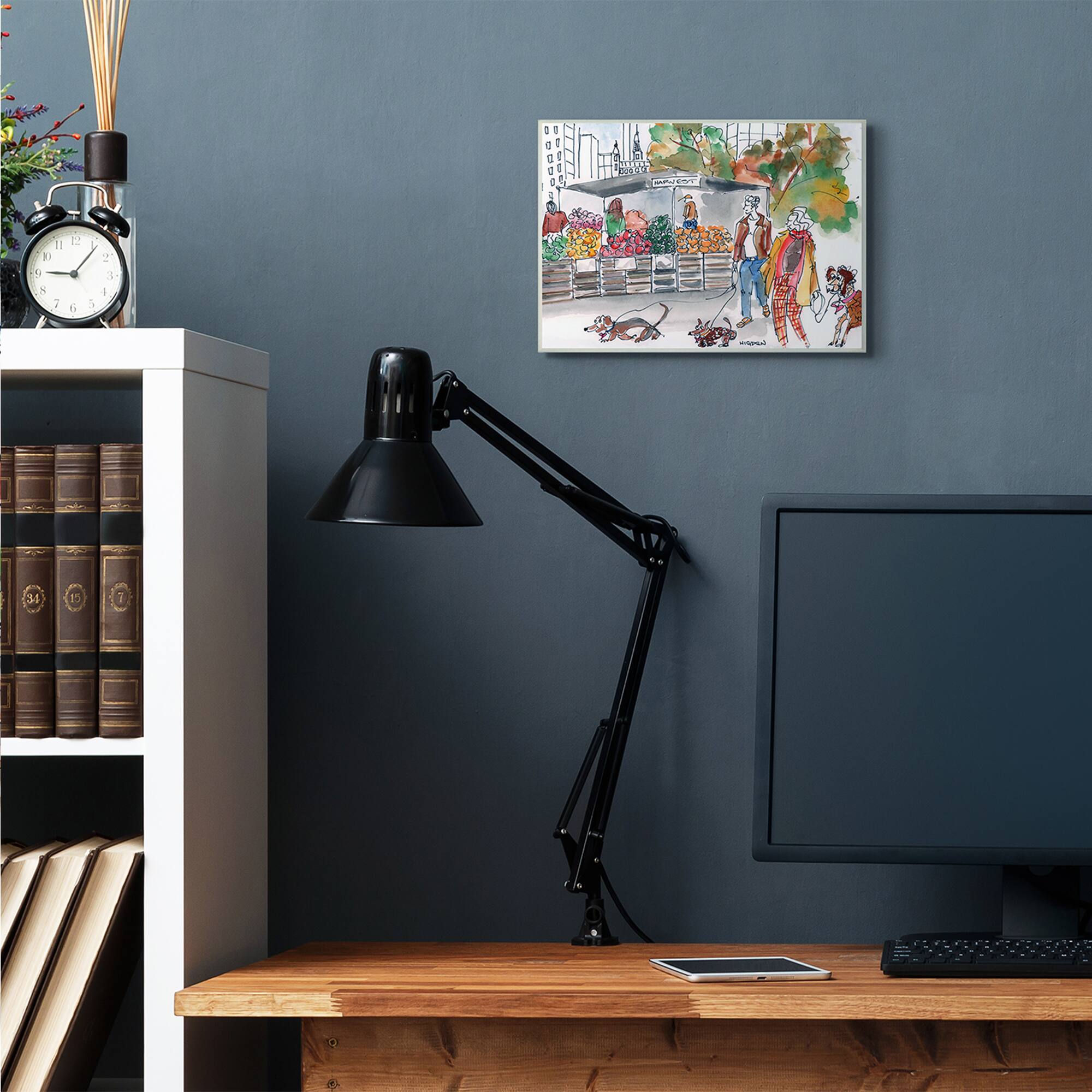 Stupell Industries Farmers Market Illustration City Dog Walkers Wall Plaque