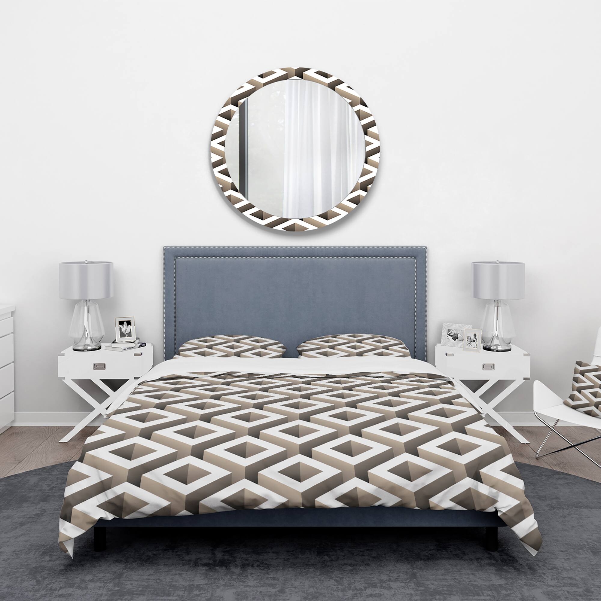 Designart &#x27;Boxes Illustration&#x27; Scandinavian Bedding Set - Duvet Cover &#x26; Shams