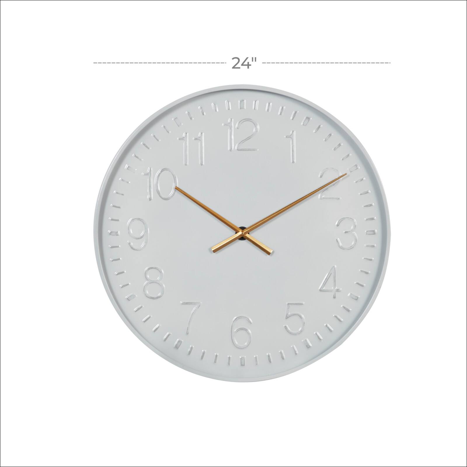 White Contemporary Cottage Metal Wall Clock