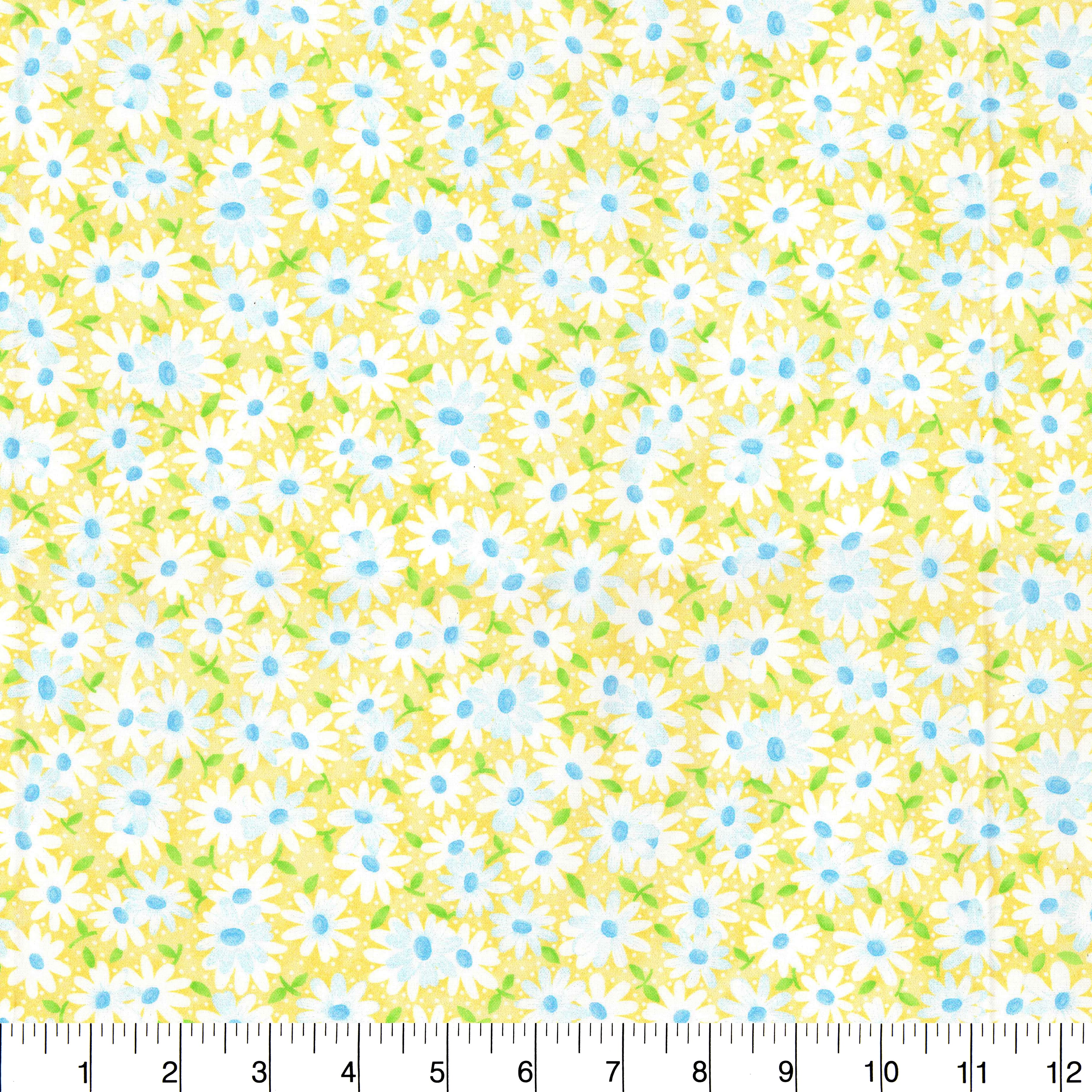 Fabric Traditions Daisy on Yellow Cotton Fabric