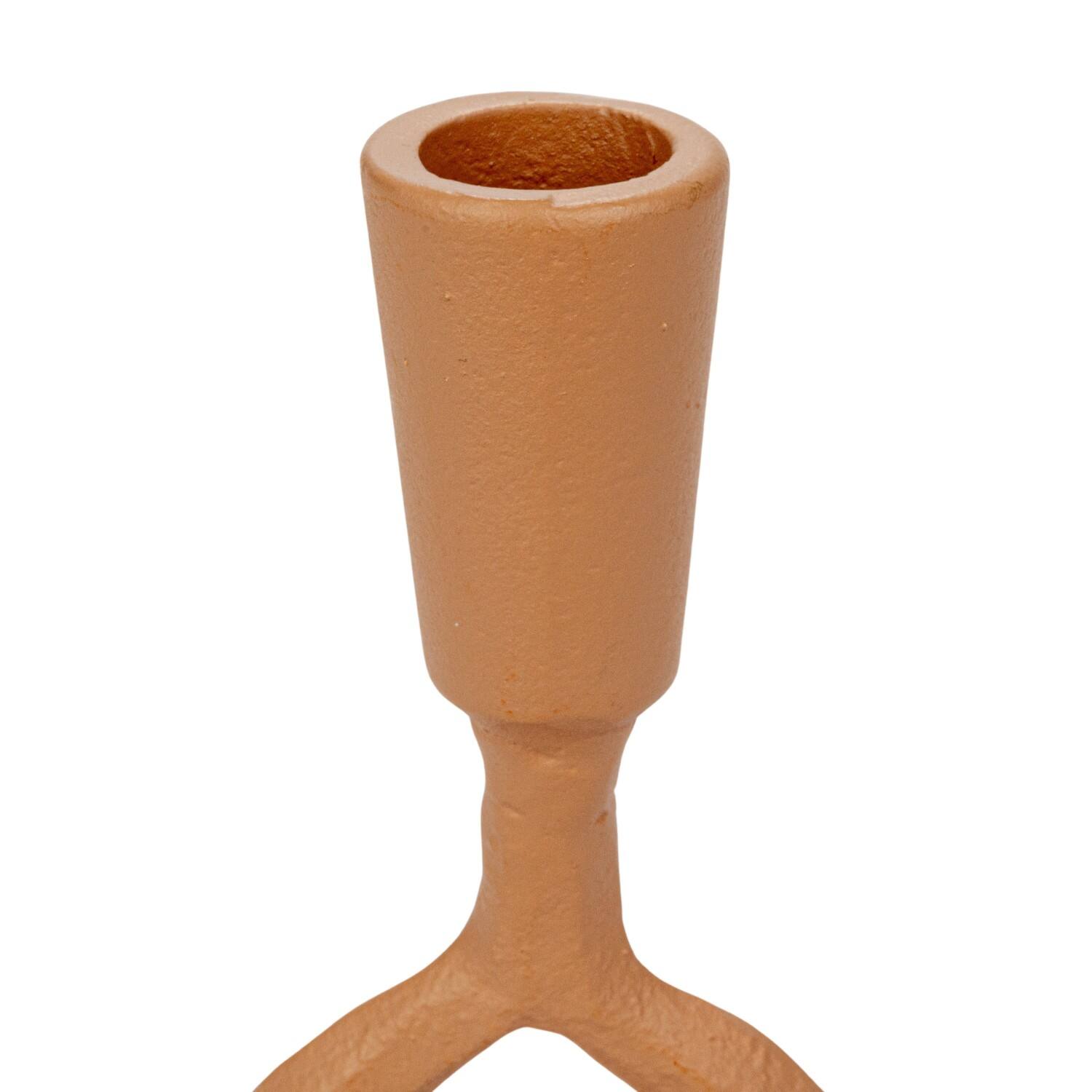 Hello Honey® 7.5" Small Tan Decorative Cast Metal Taper Candle Holder