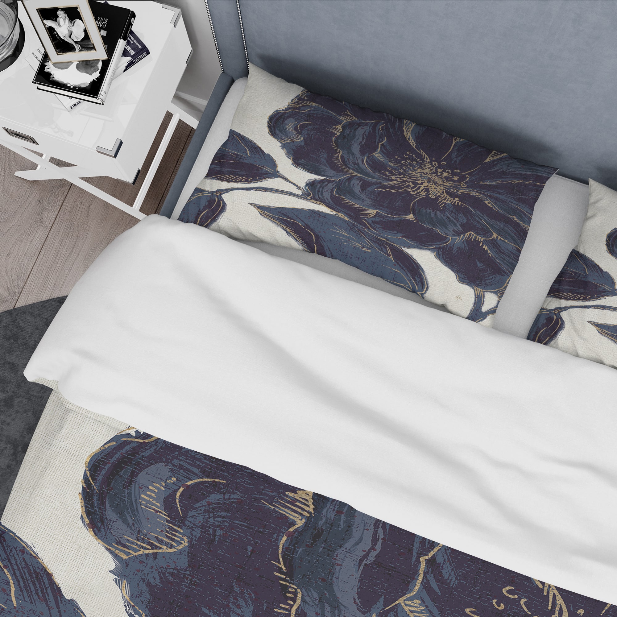 Designart 'Dark Rose Gilded Gold' Shabby Bedding Set - Duvet Cover & Shams