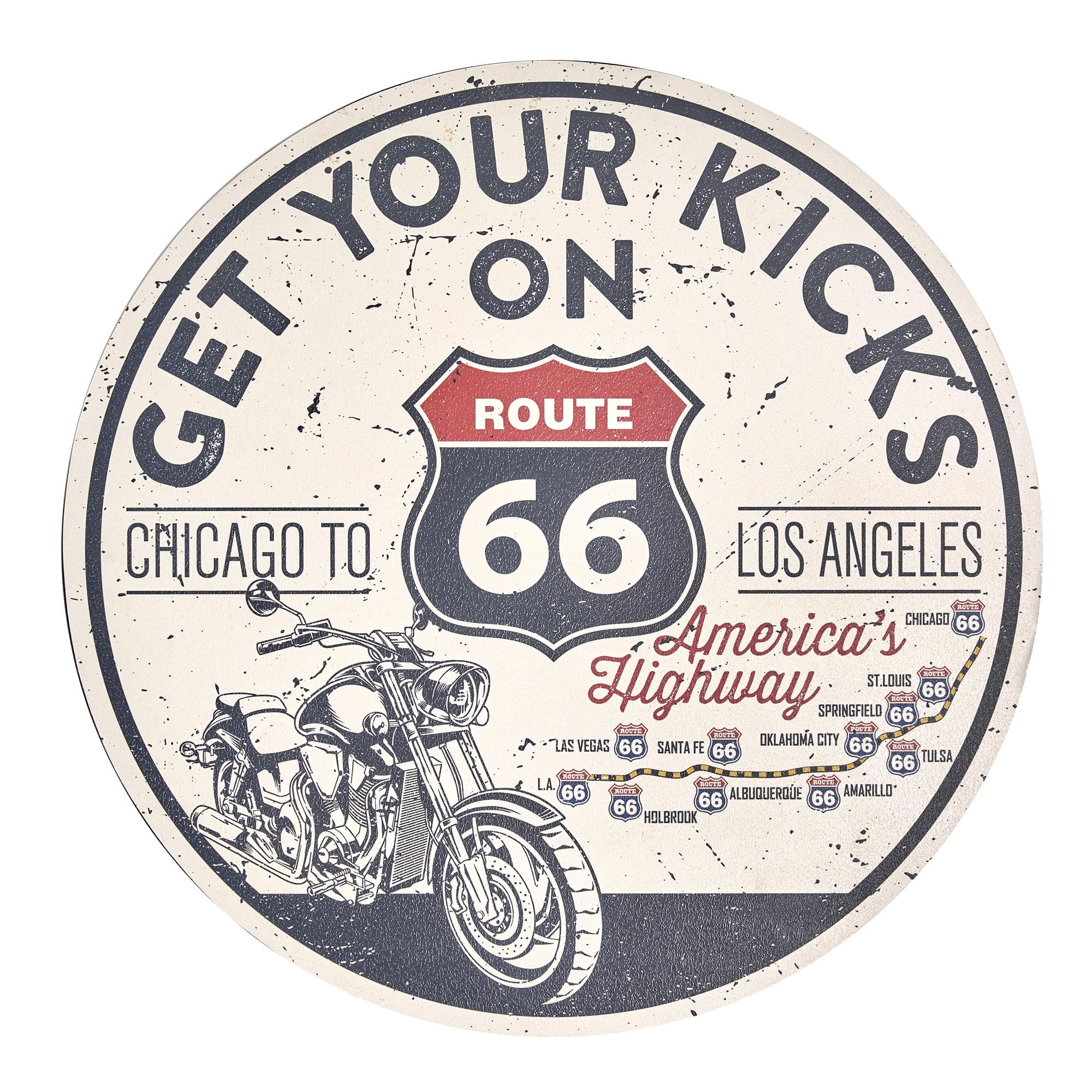 American Art Decor Get Your Kicks Round MDF Wall Plaque - 20" x 20" x 0.35"