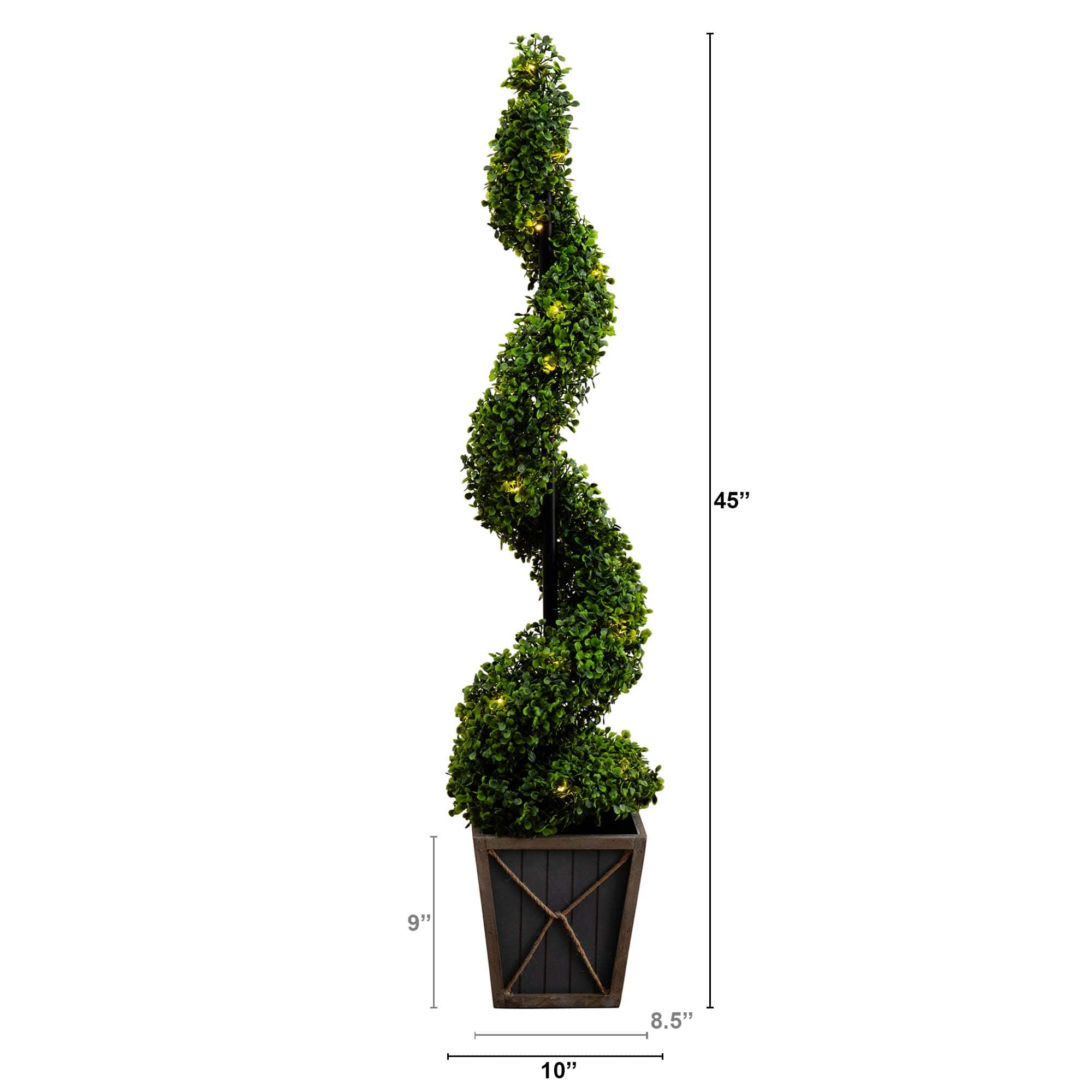 4ft. LED UV Resistant Boxwood Spiral Topiary Tree in Decorative Planter