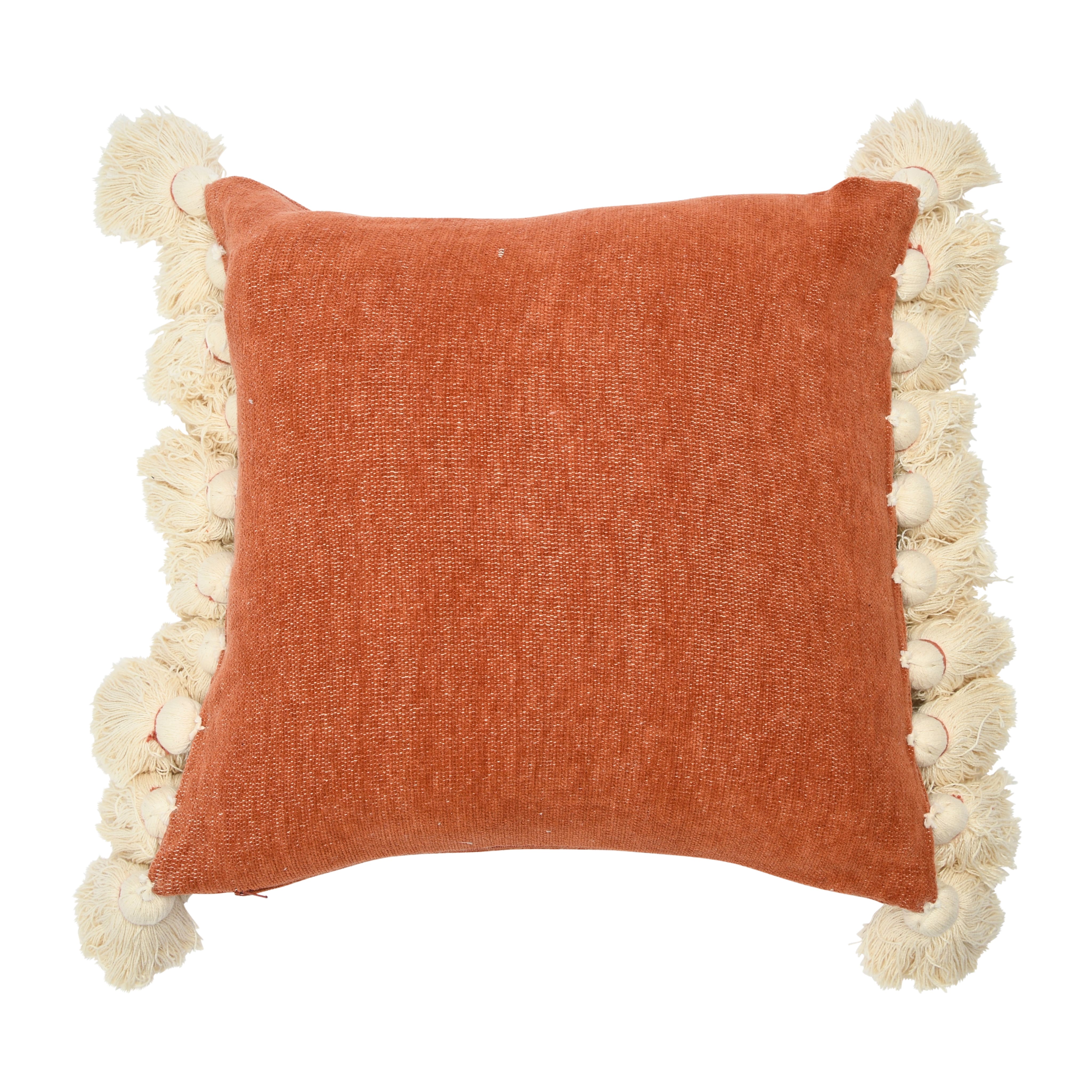 Cotton Chenille Lumbar Pillow with Tassels