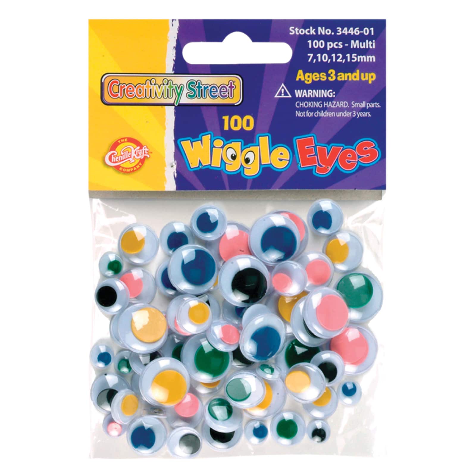 Creativity Street® Assorted Multicolored Glue-On Wiggle Eyes, 100ct.