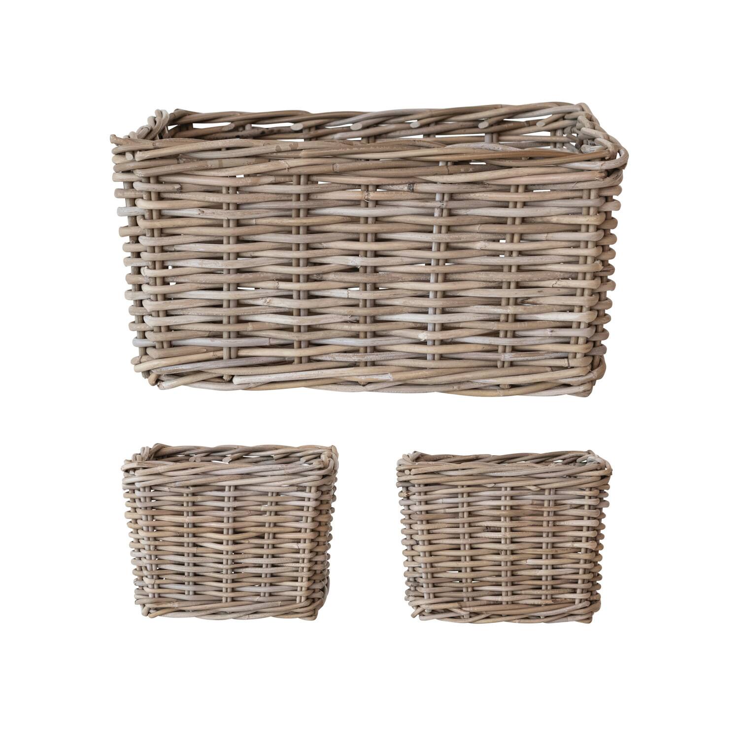 Hello Honey® Natural Hand Woven Rattan Nested Storage Basket Set