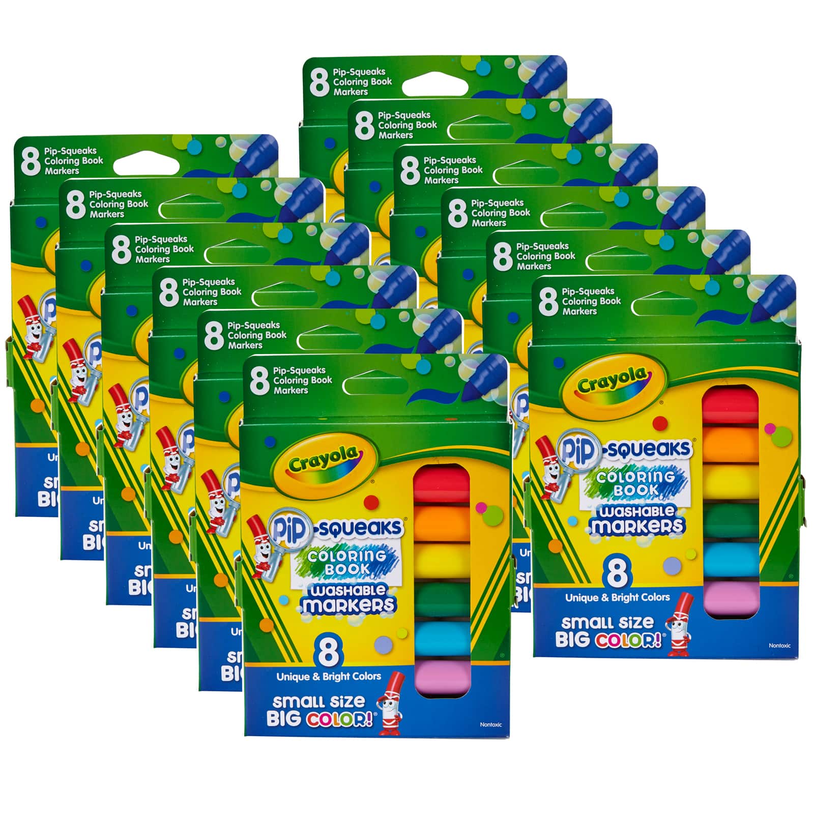 Crayola® Pip Squeaks Washable Coloring Book Markers, 12 Packs of 8