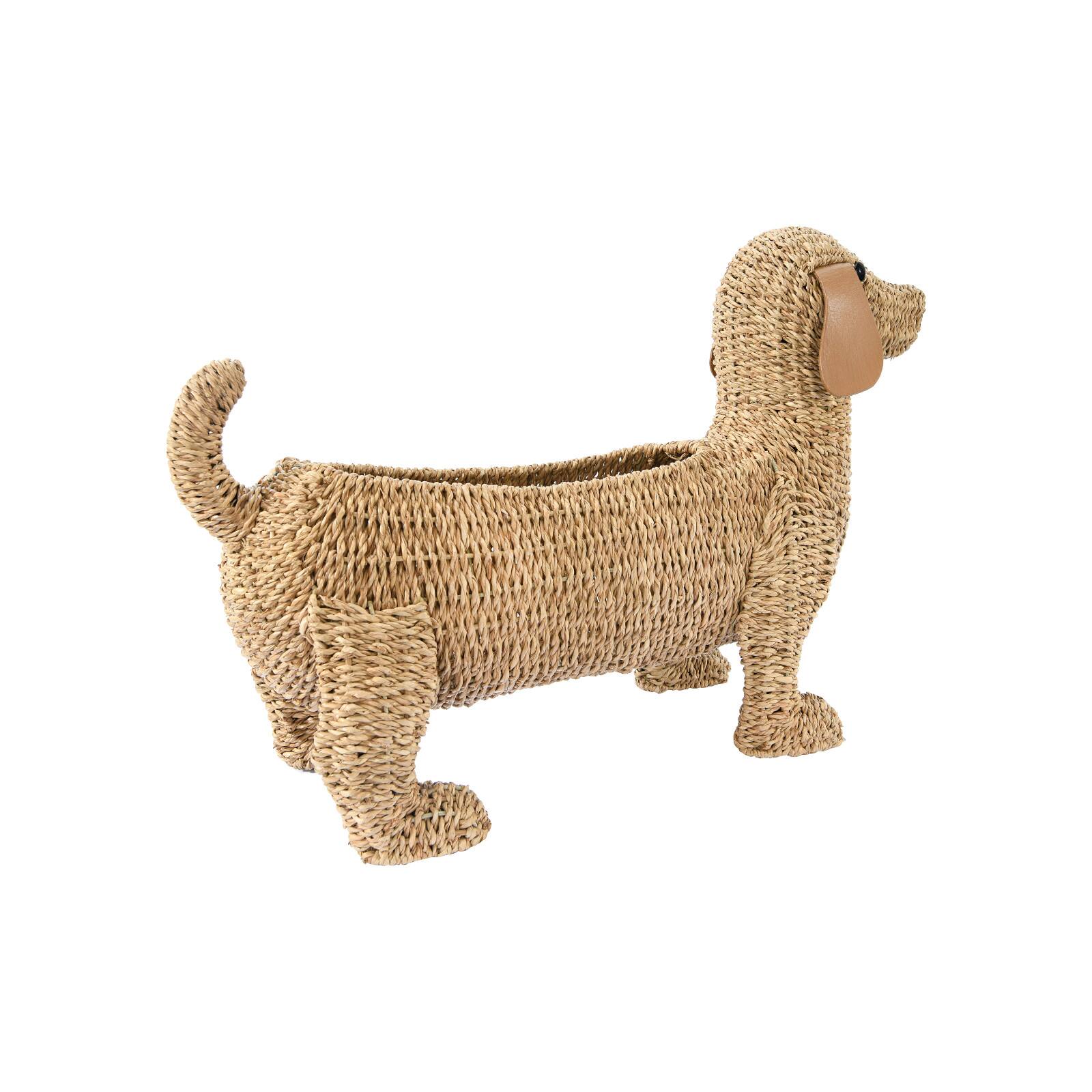 26" Handwoven Bankuan DogShaped Basket with Leather Ears Baskets