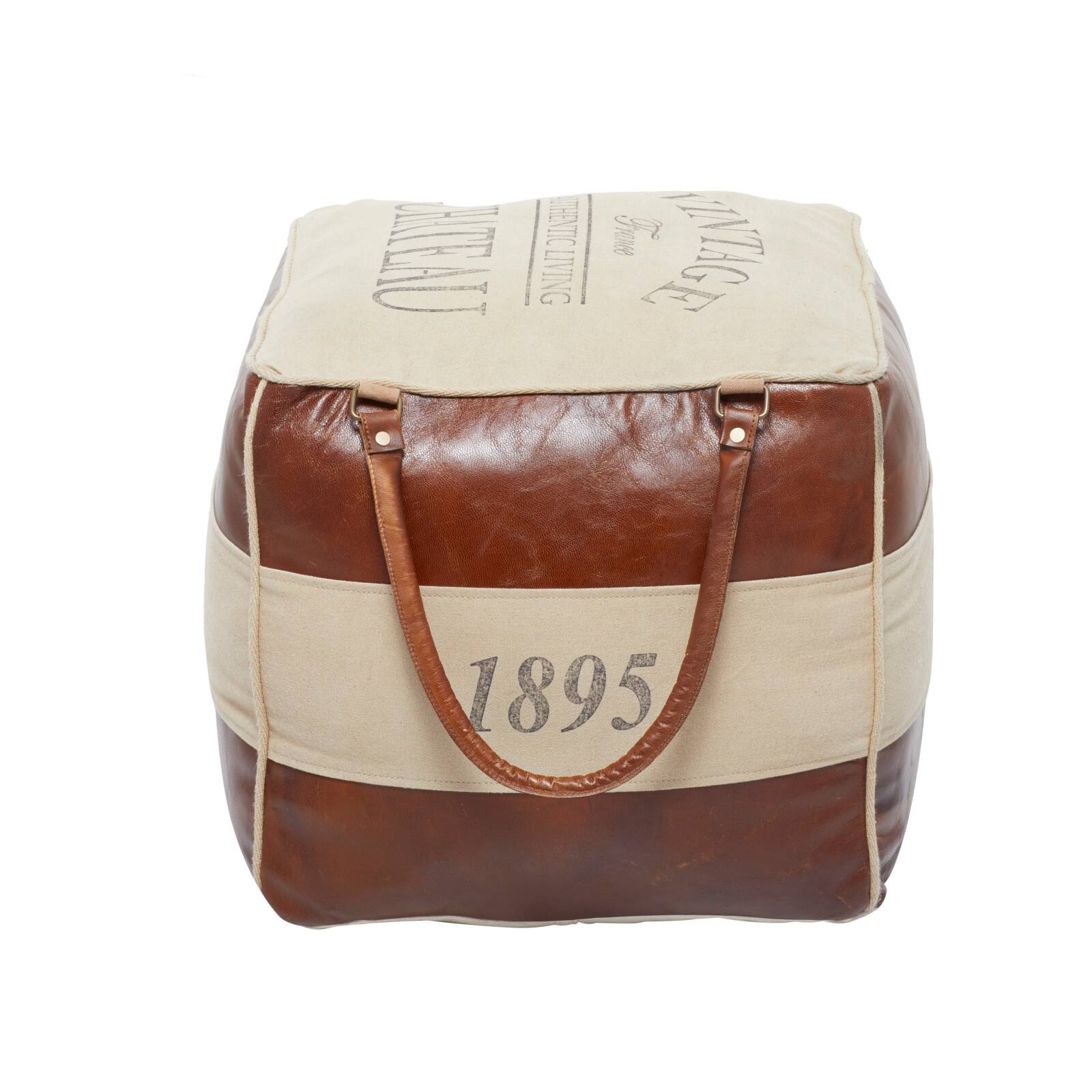 Brown Canvas Rustic Stool, 19" x 21" x 20"