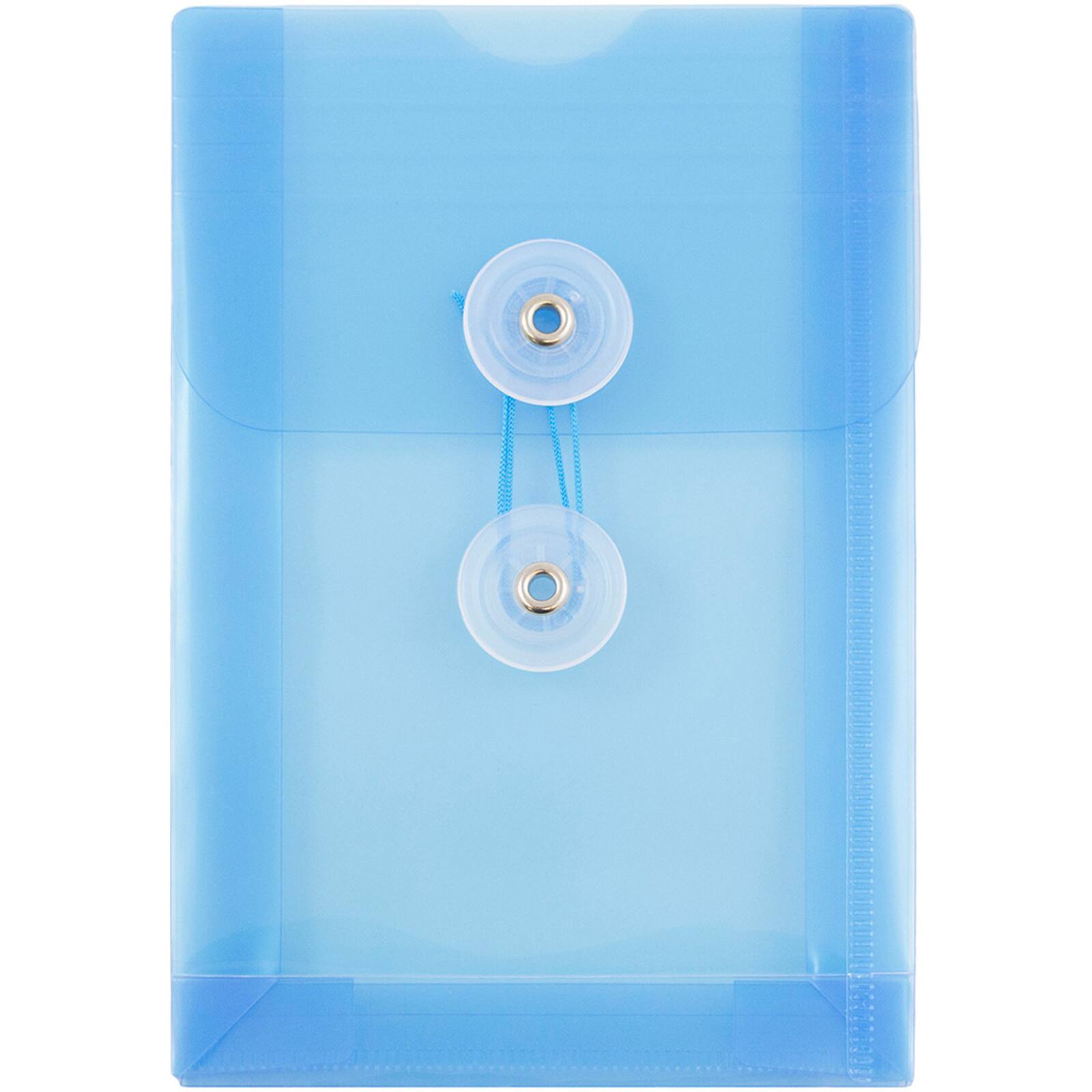 JAM Paper 4.25&#x22; x 6.25&#x22; Open End Plastic Envelopes with Button and String Closure, 24ct.